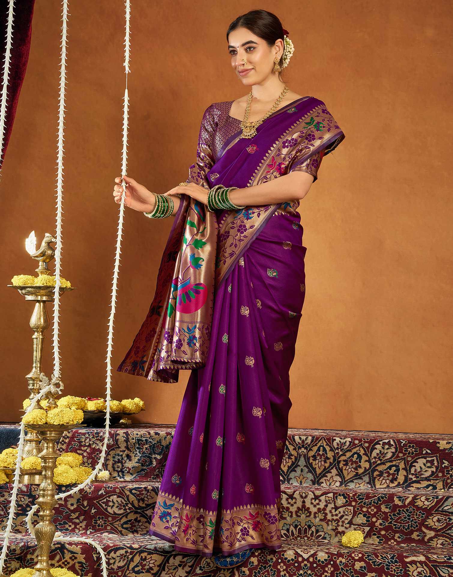 Dark Purple Silk Woven Paithani Saree