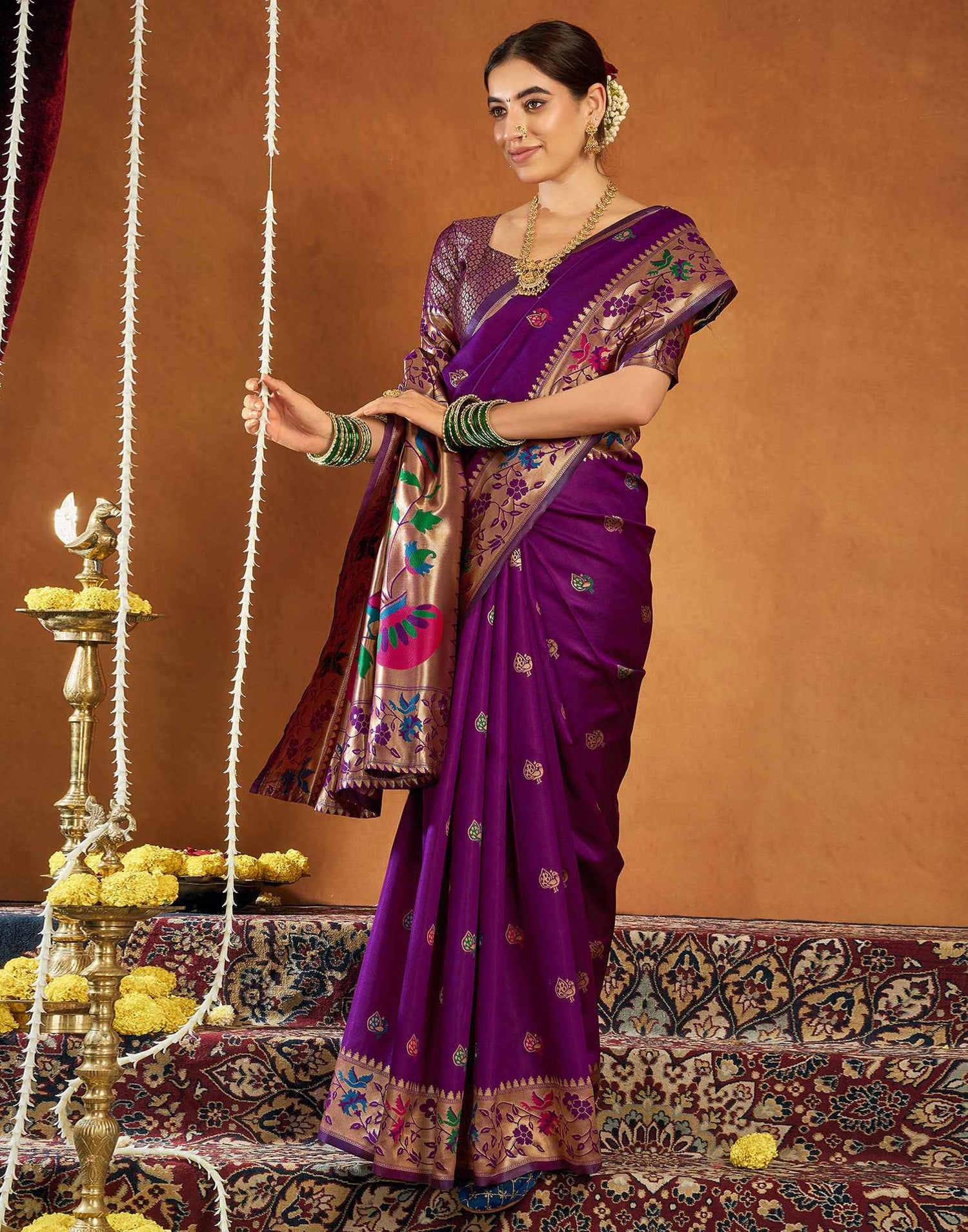 Dark Purple Silk Woven Paithani Saree