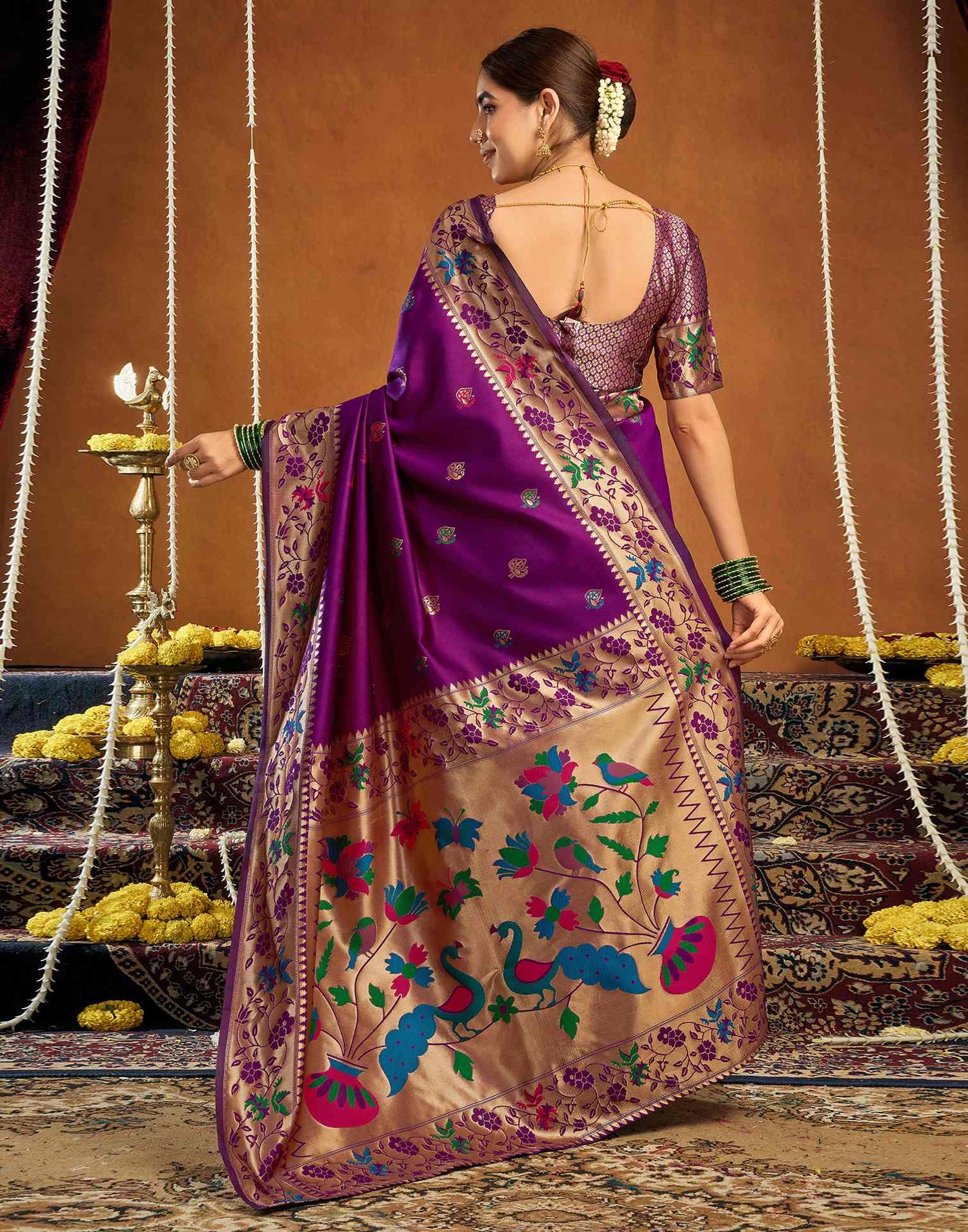Dark Purple Silk Woven Paithani Saree