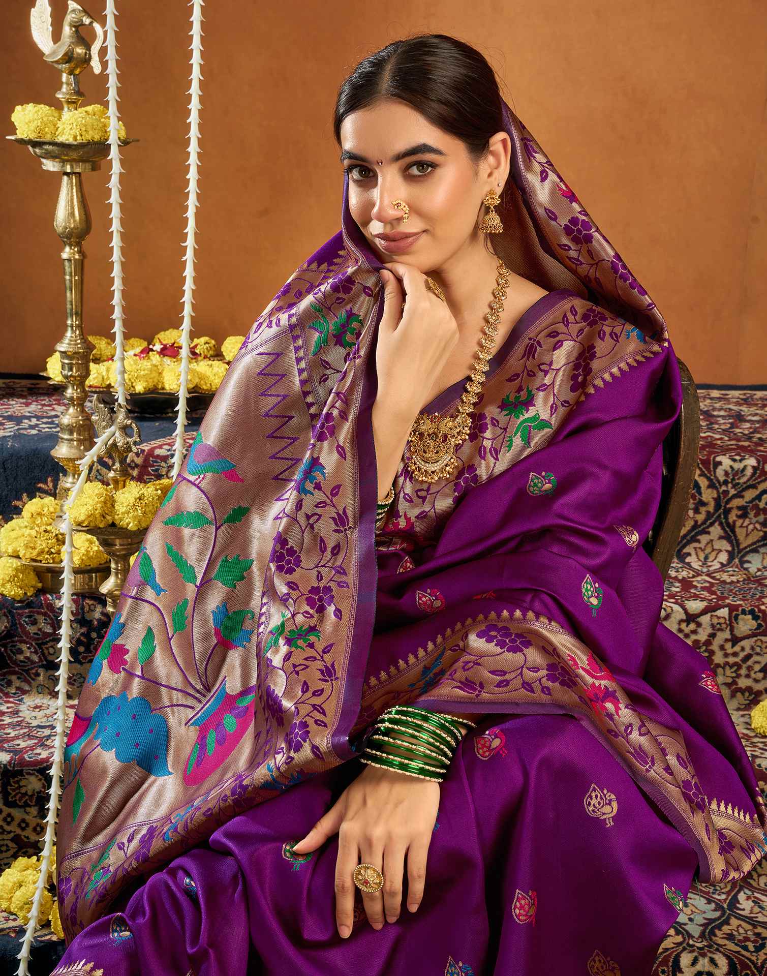 Dark Purple Silk Woven Paithani Saree