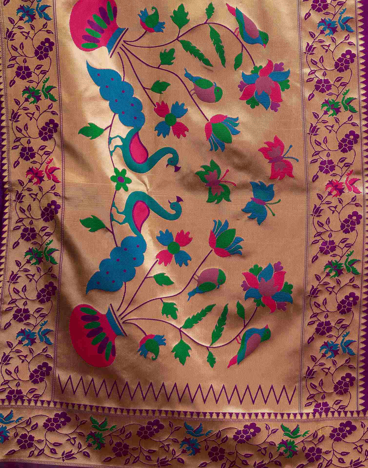 Dark Purple Silk Woven Paithani Saree