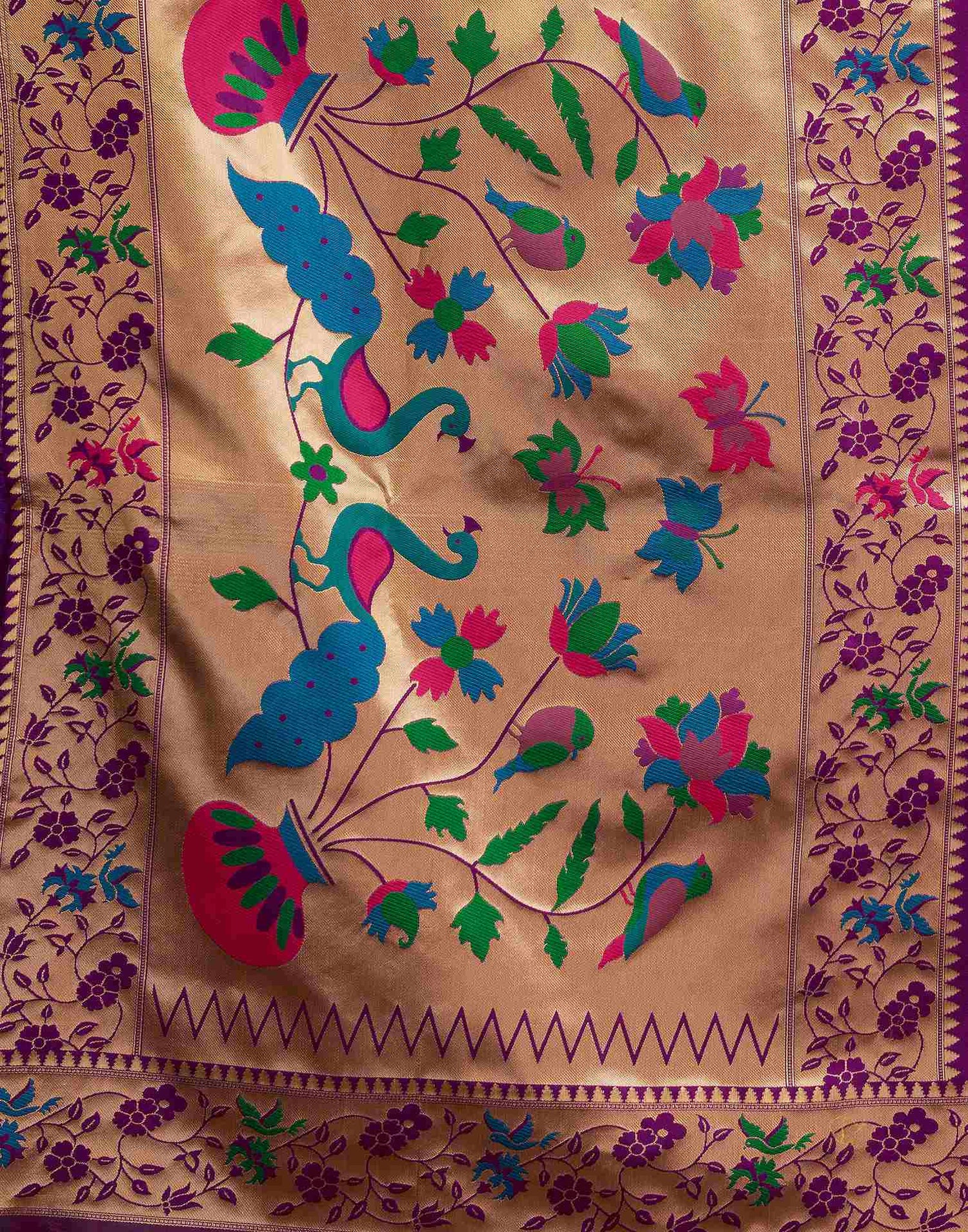 Dark Purple Silk Woven Paithani Saree