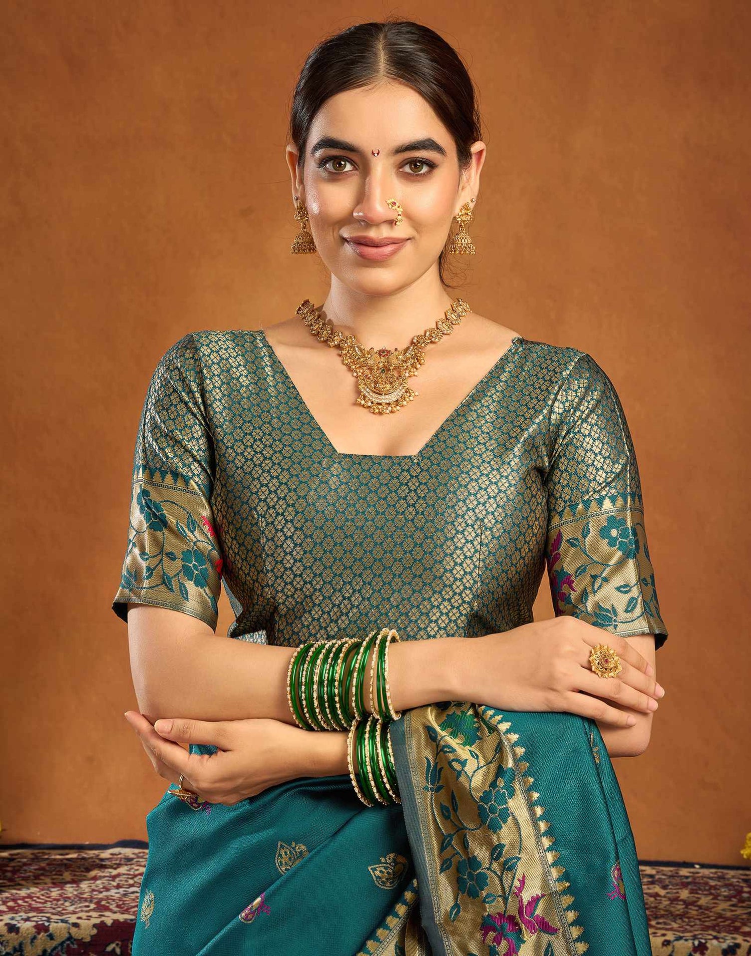 Rama Blue Silk Woven Paithani Saree