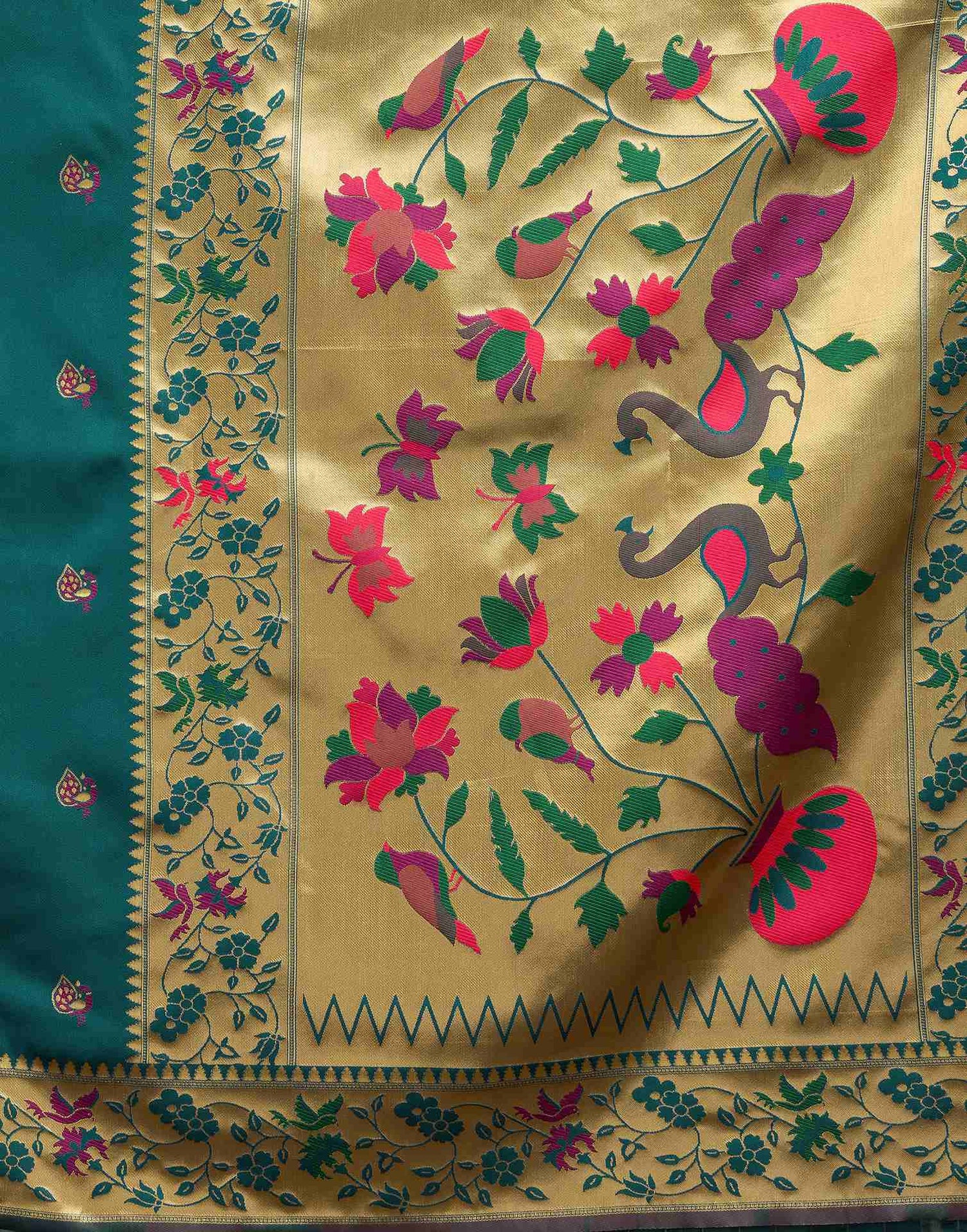 Rama Blue Silk Woven Paithani Saree