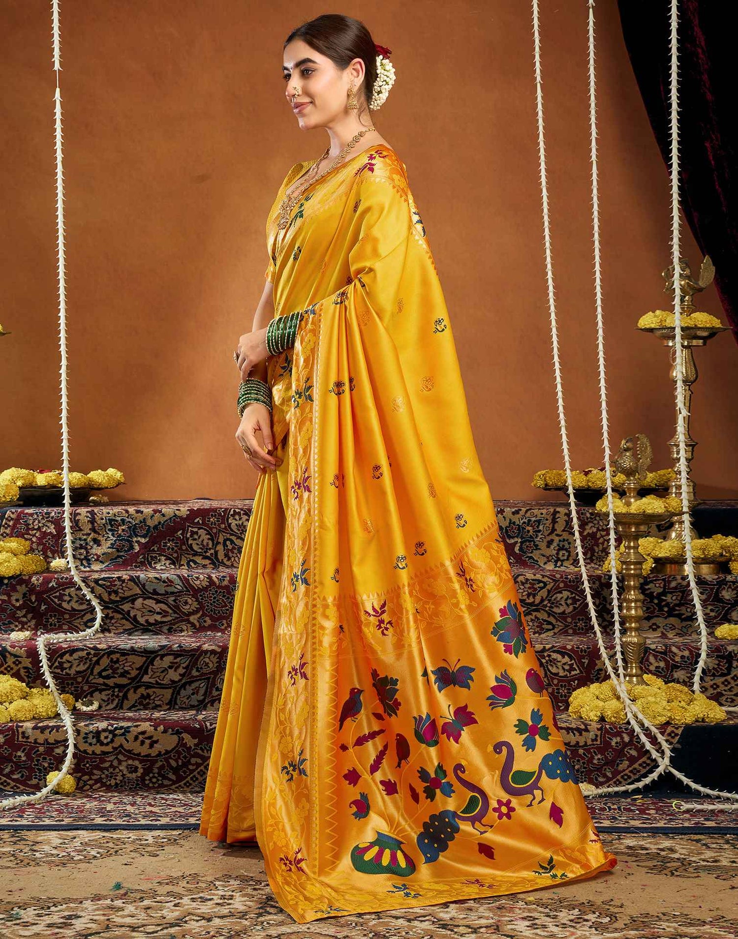 Yellow Silk Woven Paithani Saree