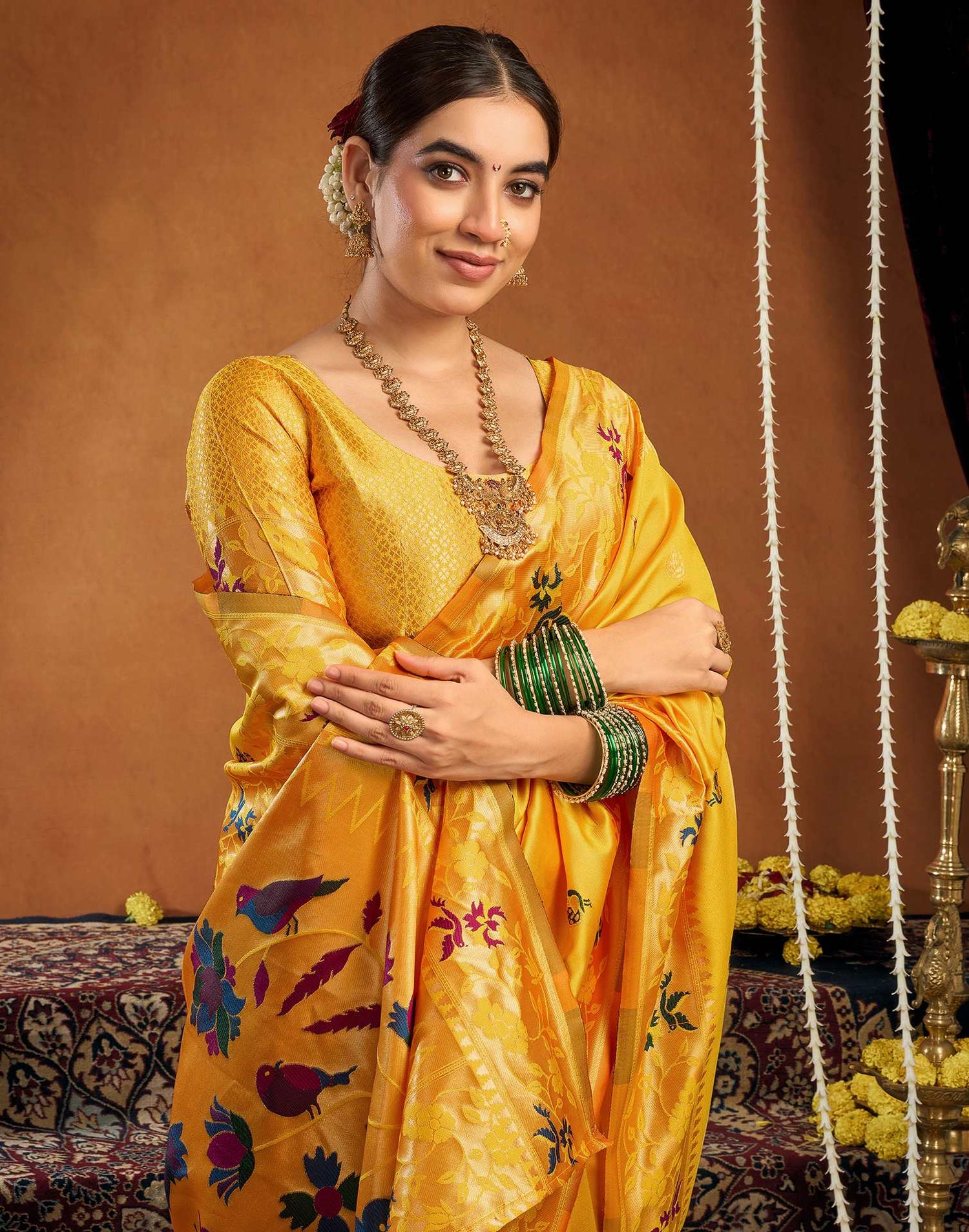 Yellow Silk Woven Paithani Saree