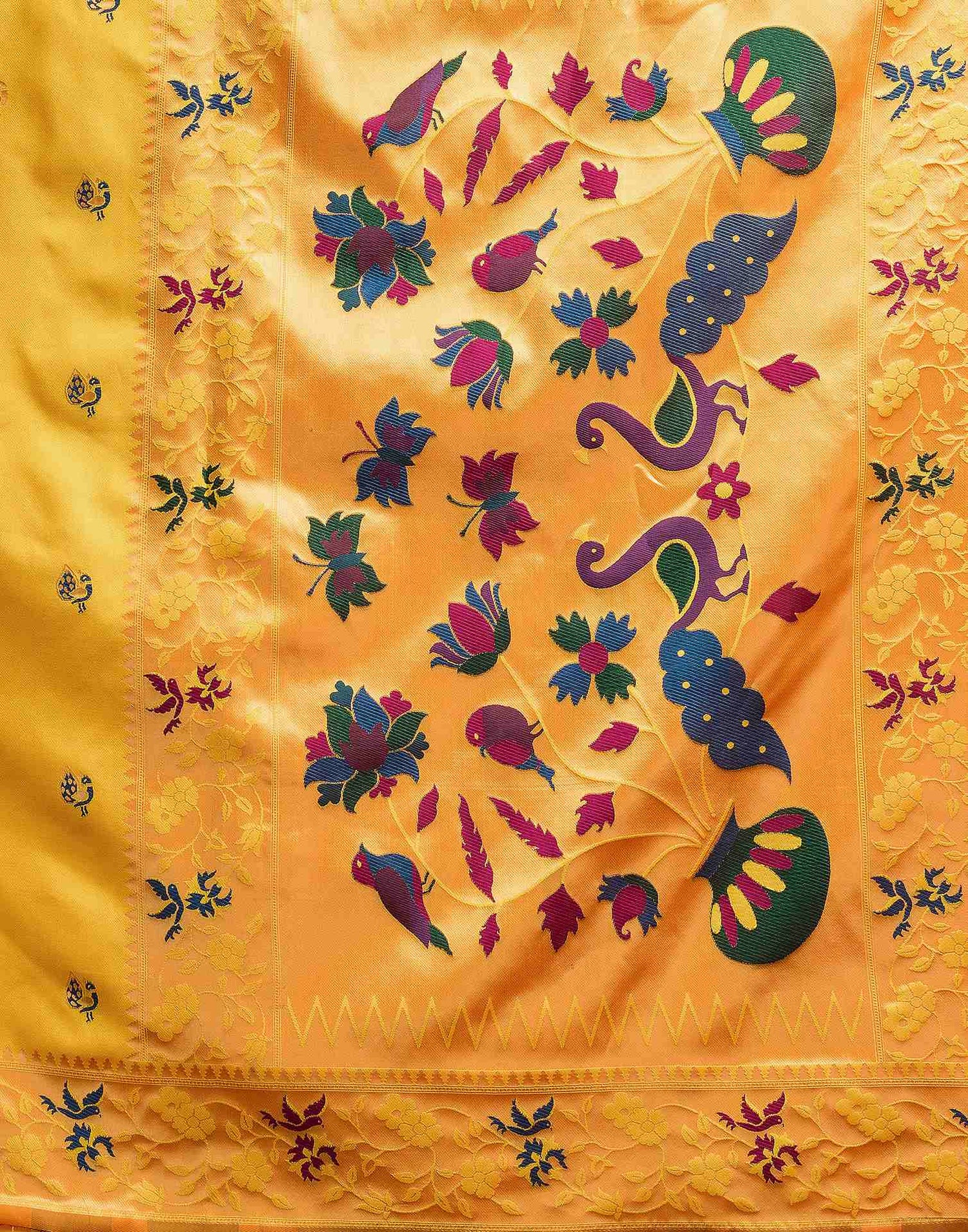 Yellow Silk Woven Paithani Saree