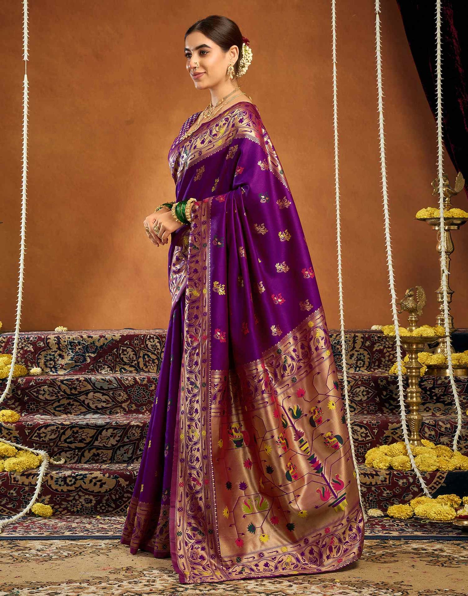 Purple Silk Woven Paithani Saree