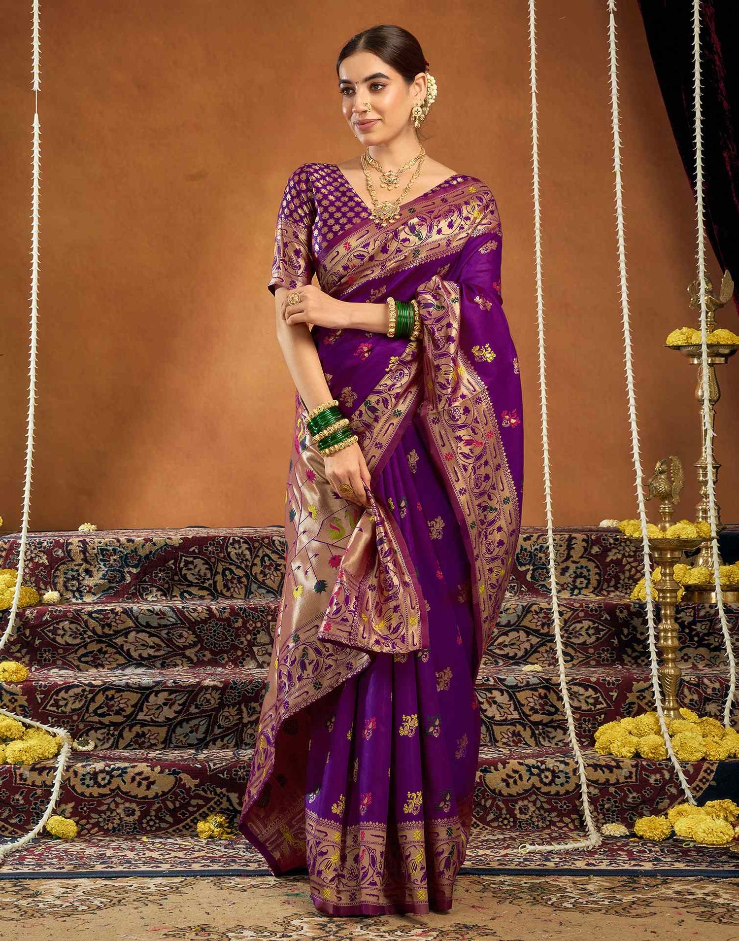 Purple Silk Woven Paithani Saree