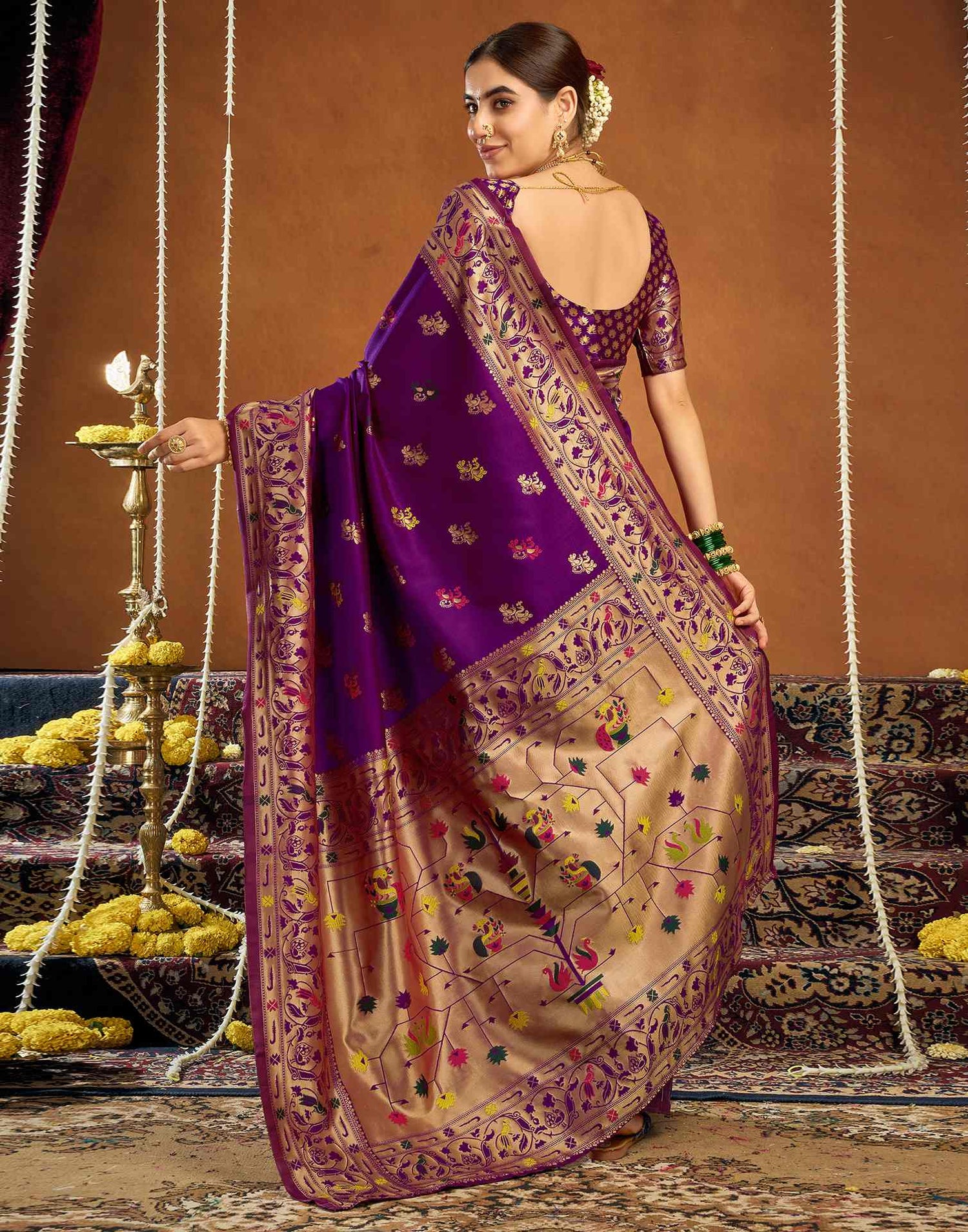 Purple Silk Woven Paithani Saree