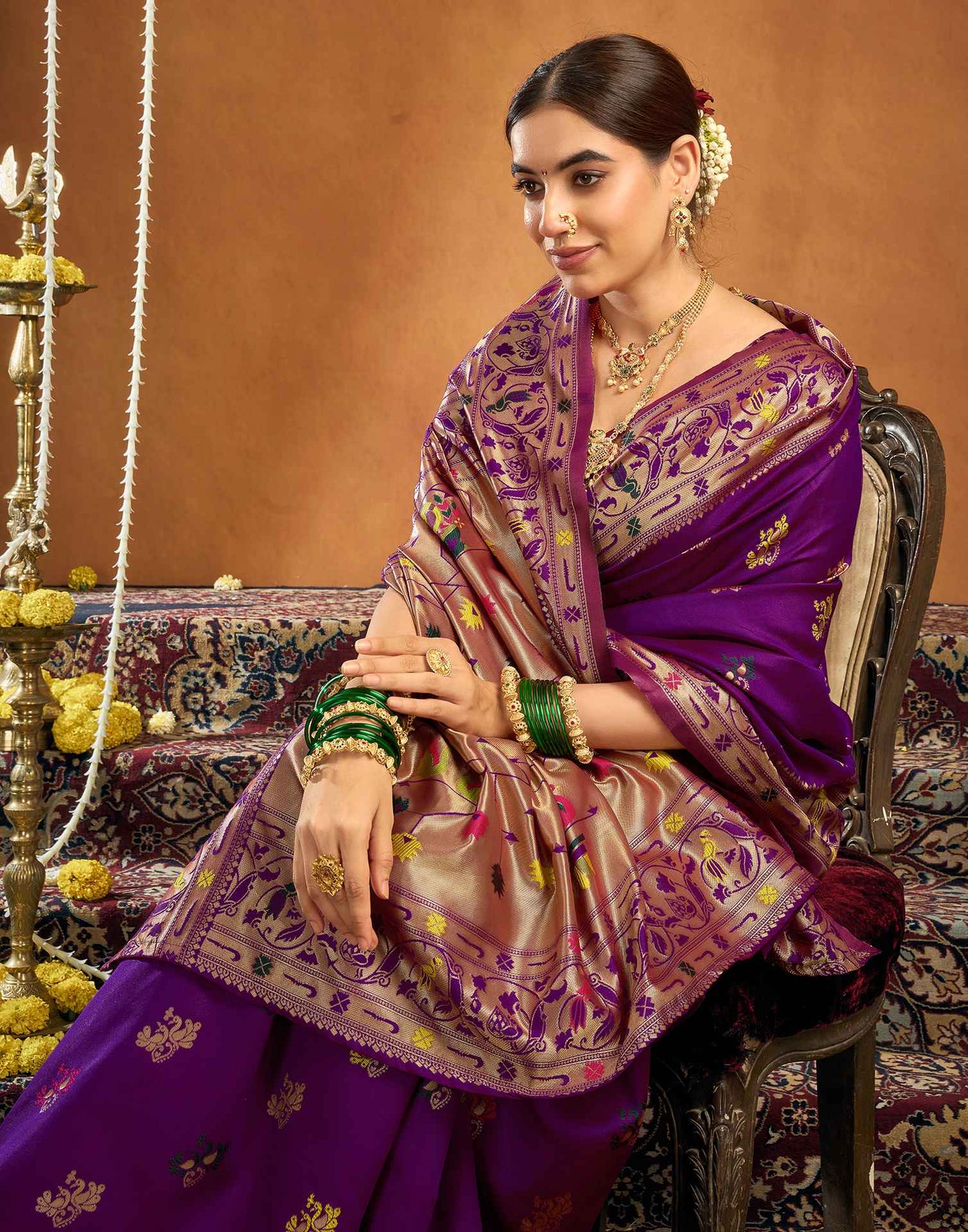 Purple Silk Woven Paithani Saree