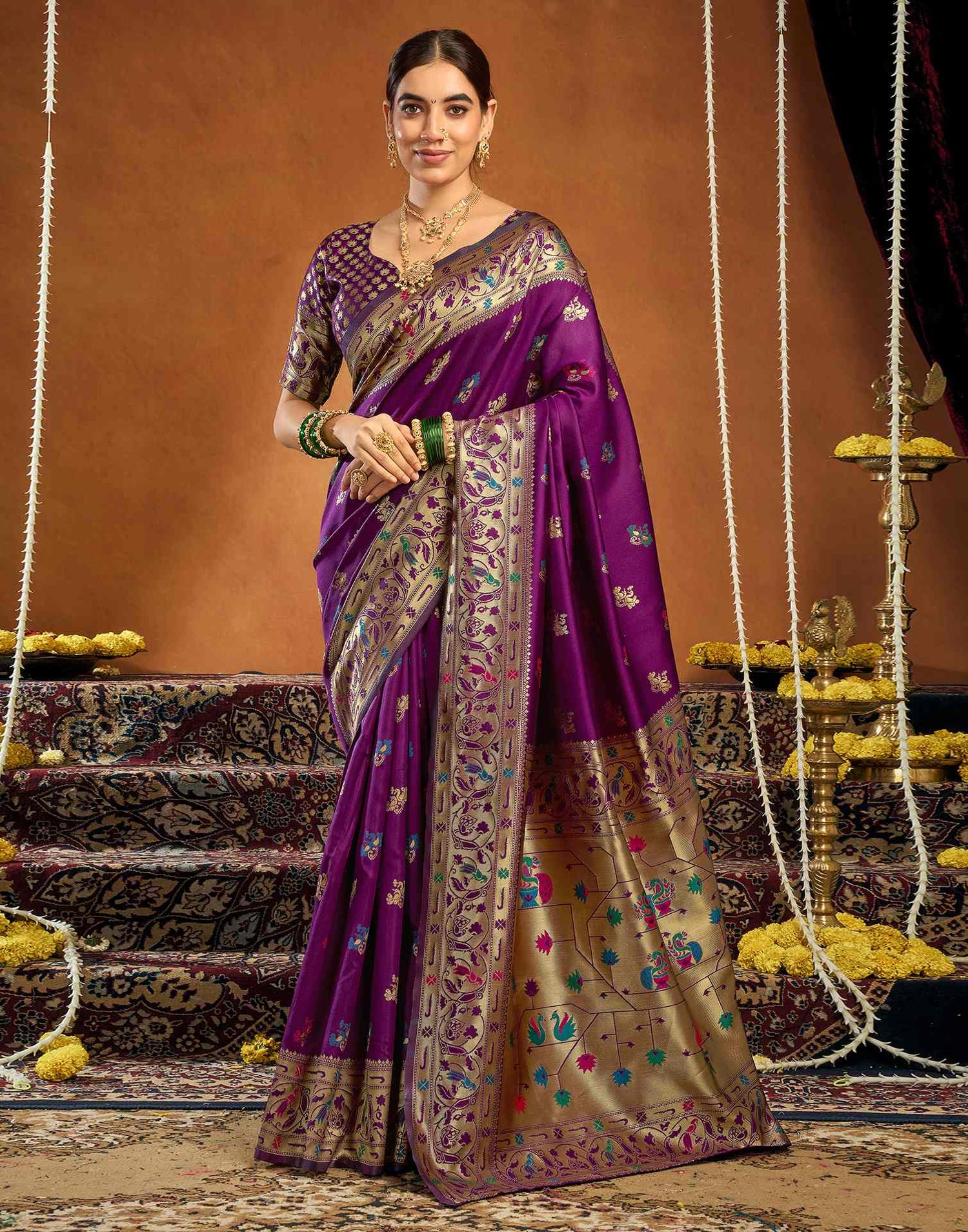 Dark Purple Silk Woven Paithani Saree