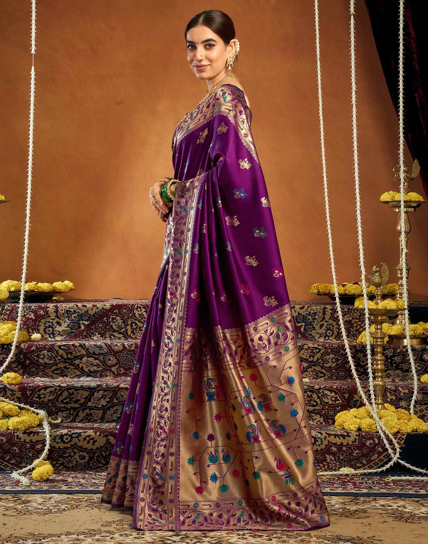 Dark Purple Silk Woven Paithani Saree
