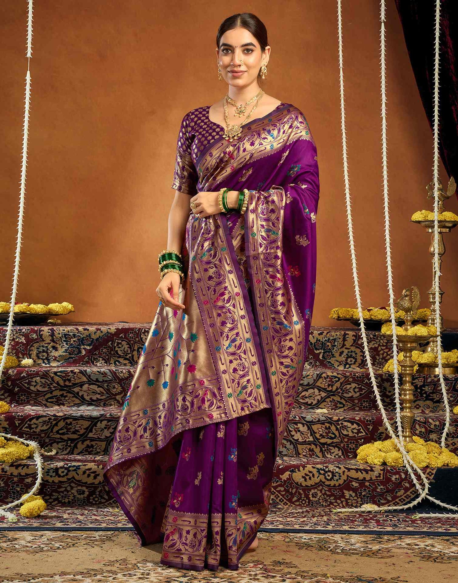 Dark Purple Silk Woven Paithani Saree