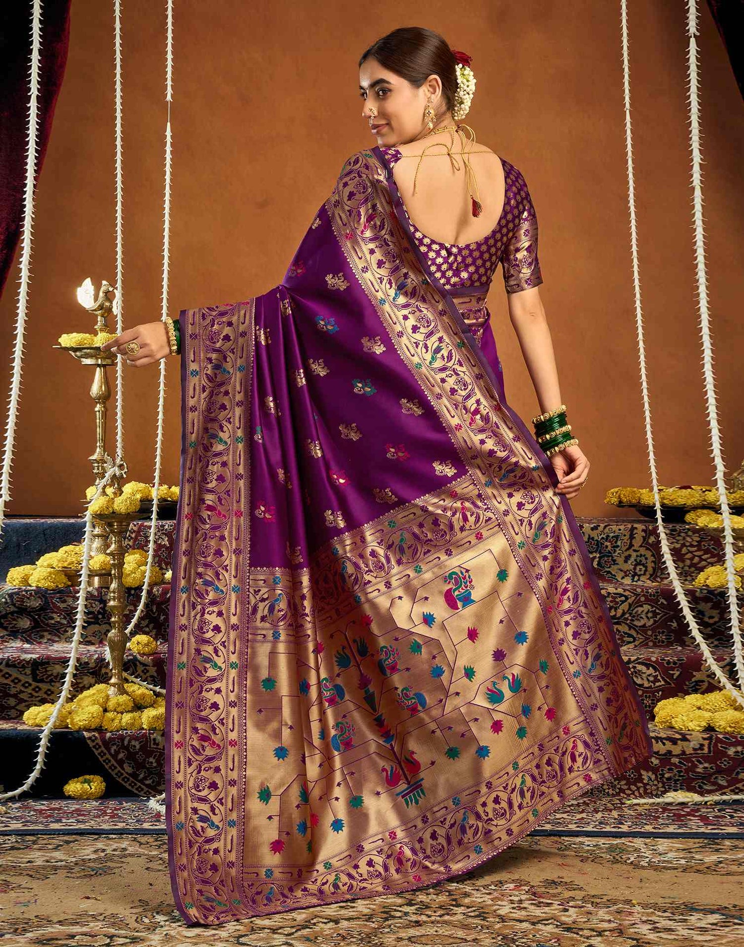Dark Purple Silk Woven Paithani Saree