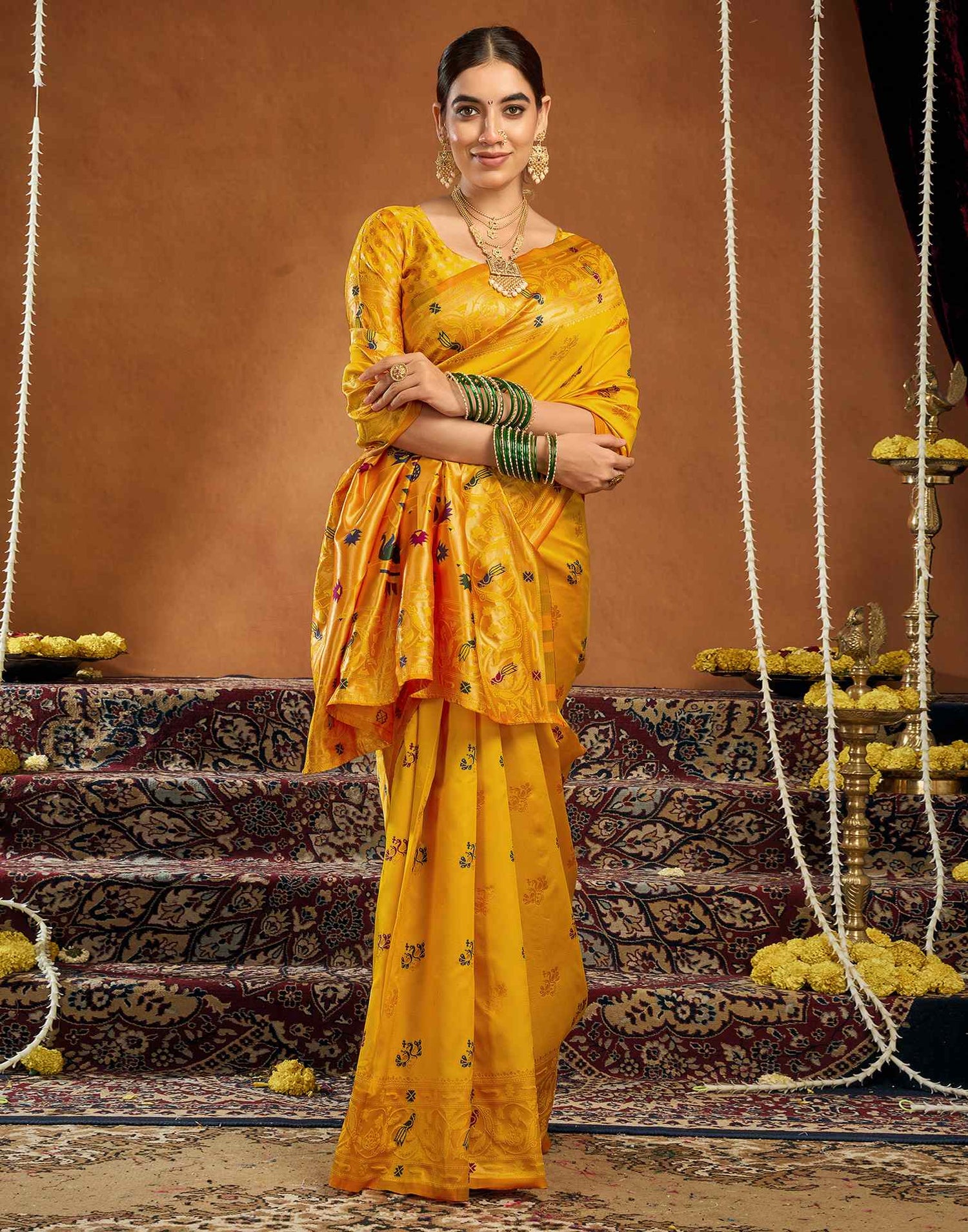 Yellow Silk Woven Paithani Saree