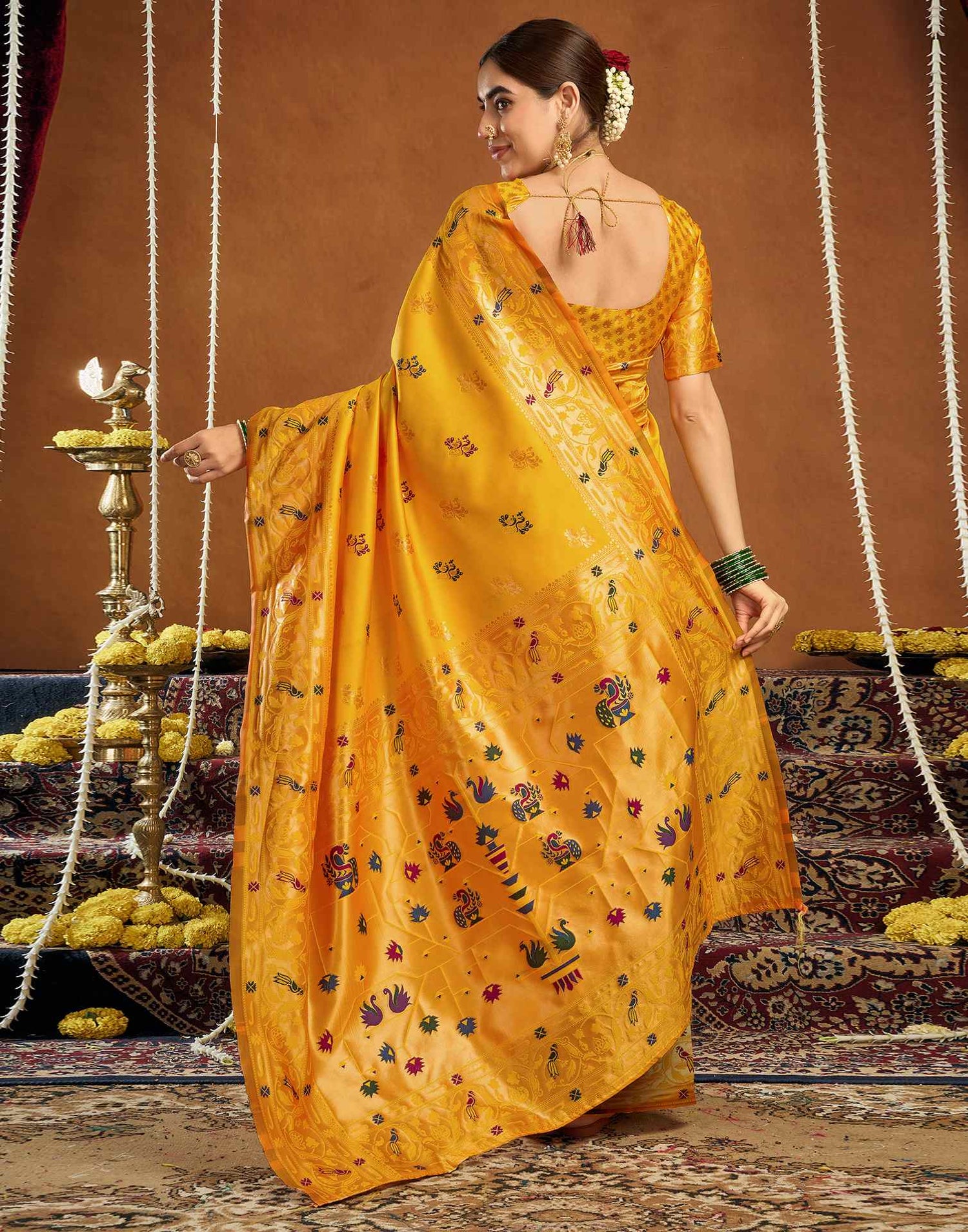 Yellow Silk Woven Paithani Saree