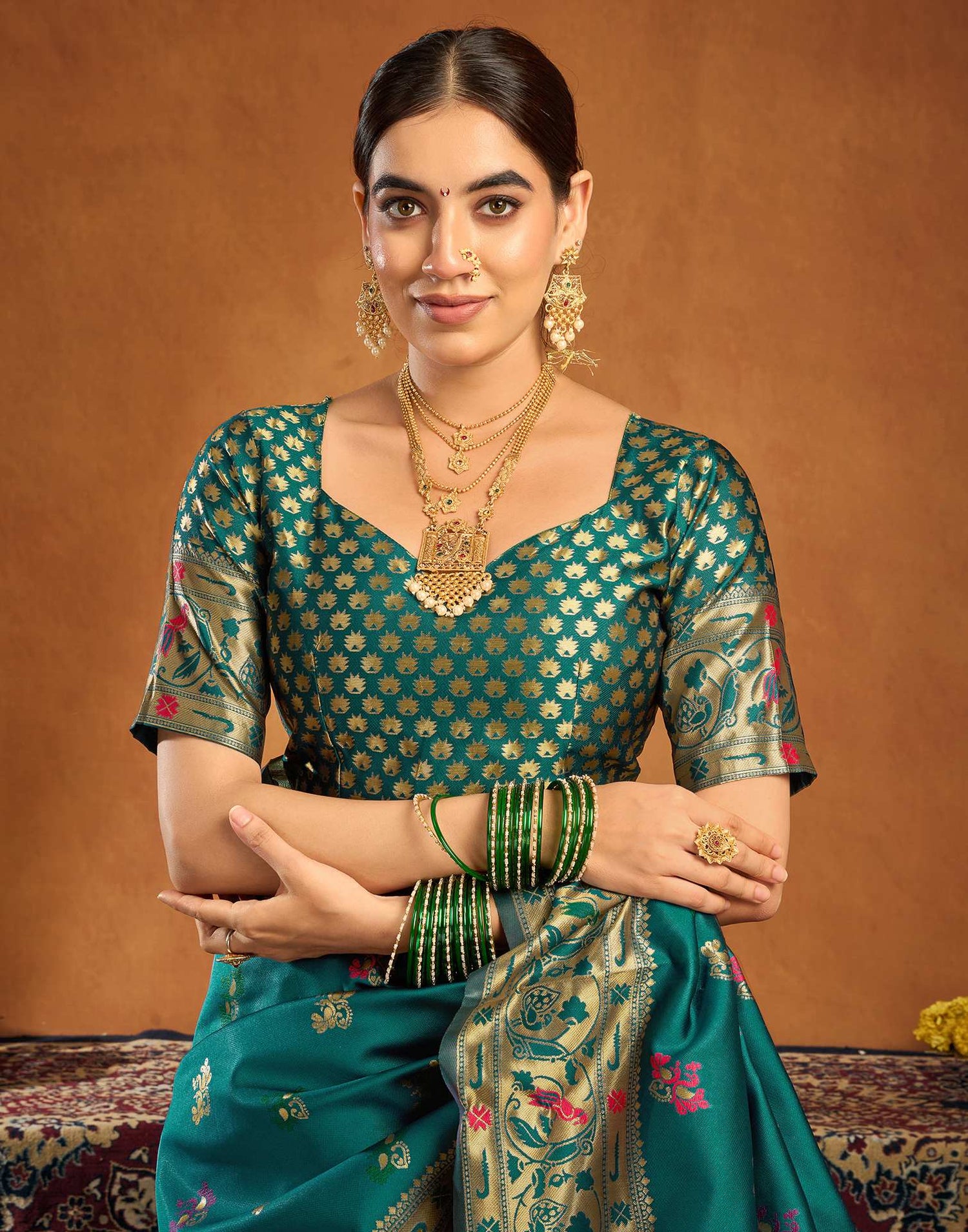 Rama Blue Silk Woven Paithani Saree