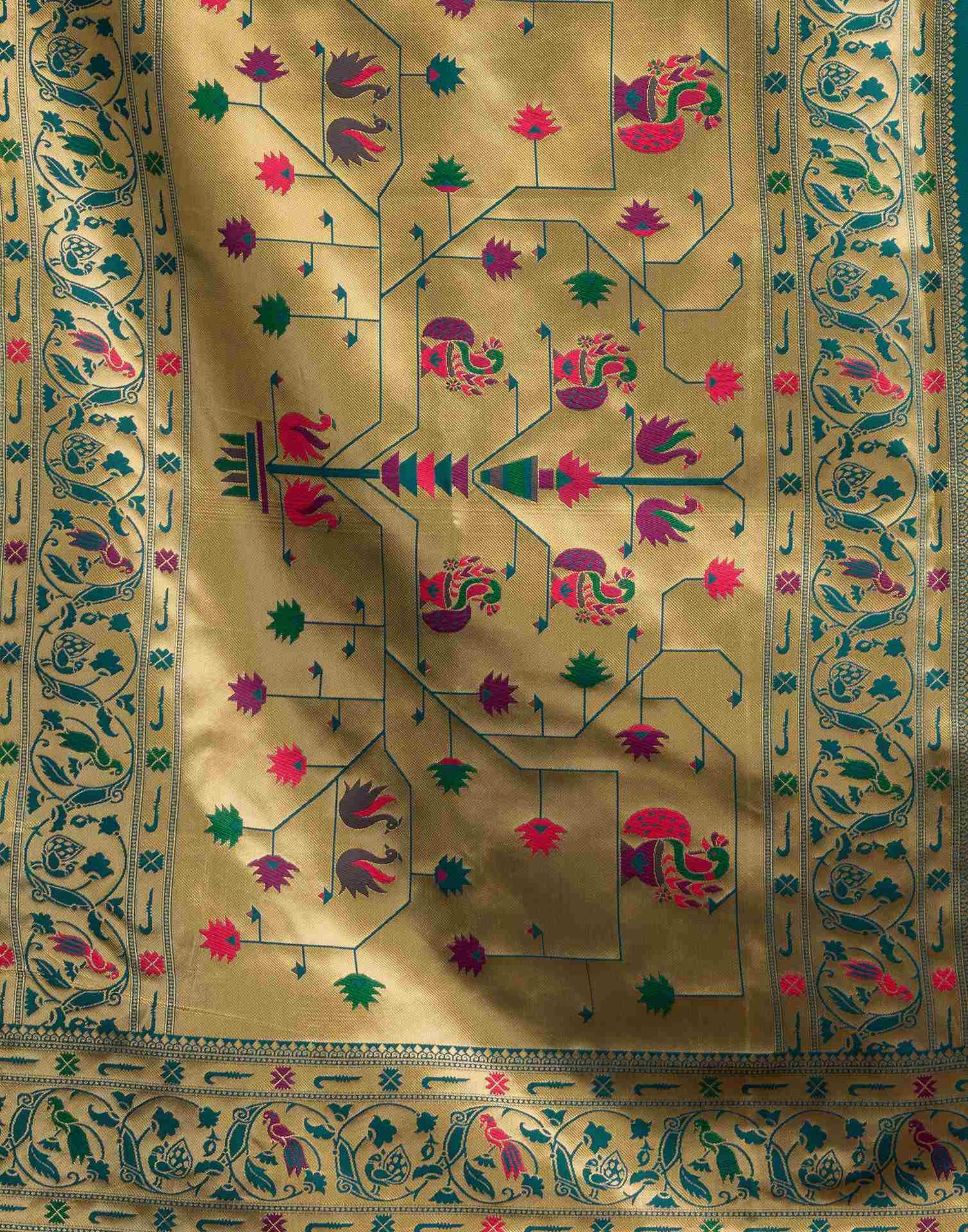 Rama Blue Silk Woven Paithani Saree