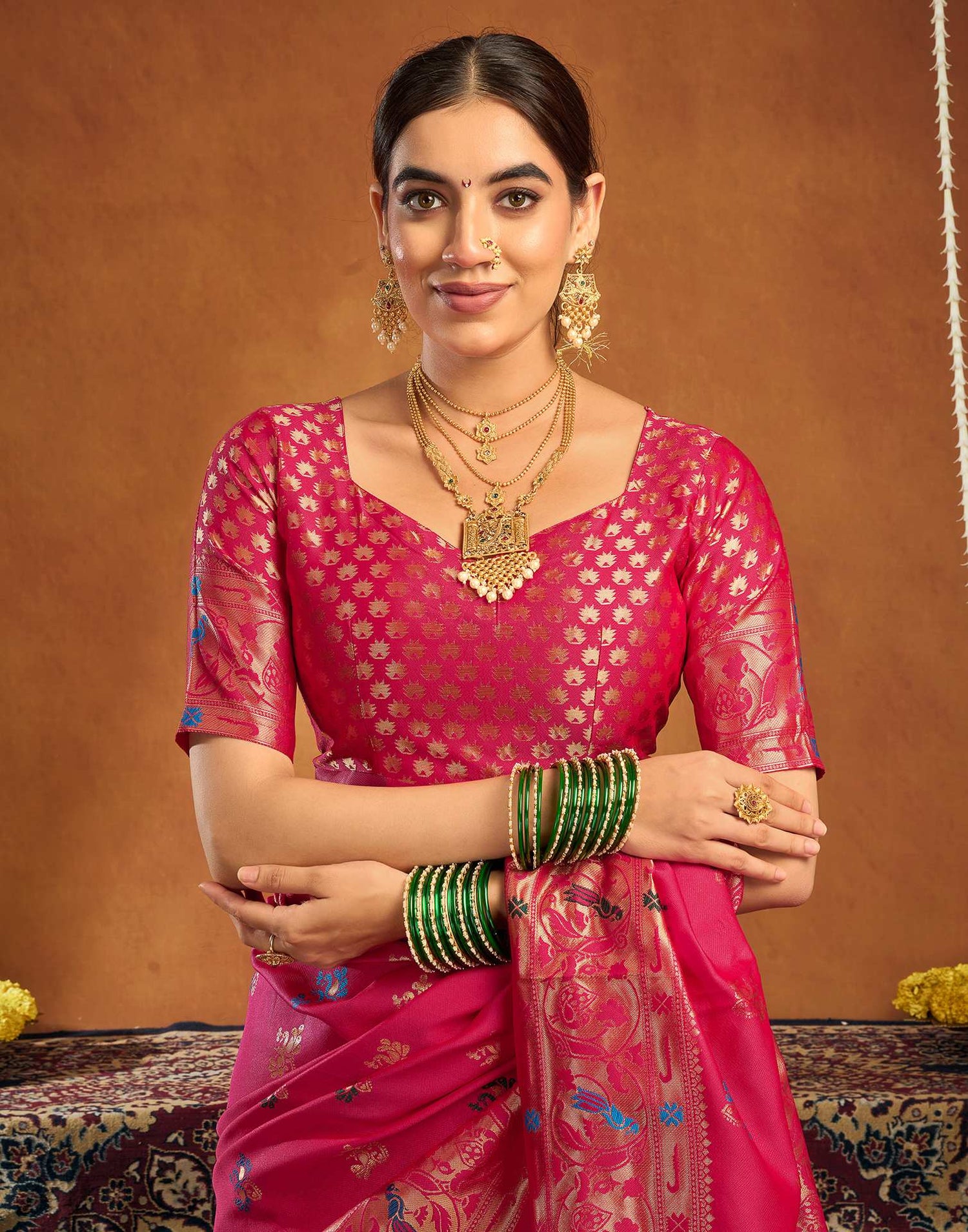 Dark Pink Silk Woven Paithani Saree