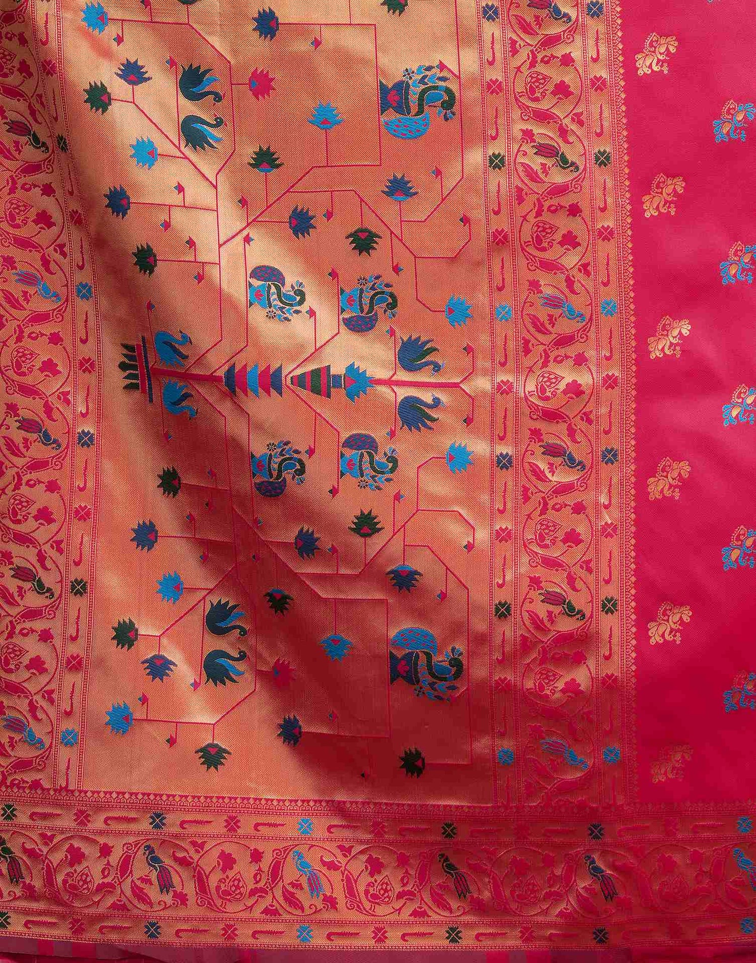 Dark Pink Silk Woven Paithani Saree