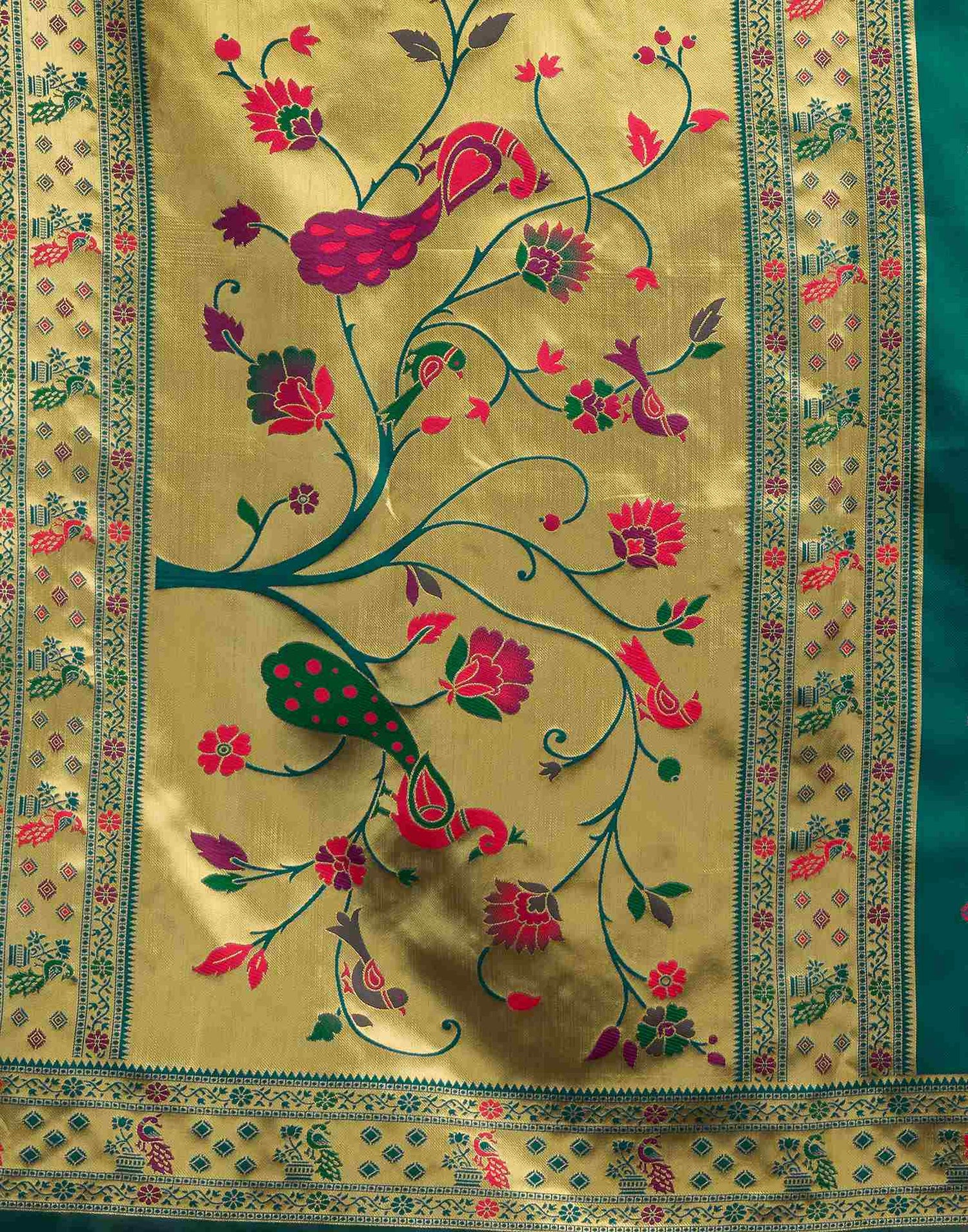 Rama Blue Silk Woven Paithani Saree