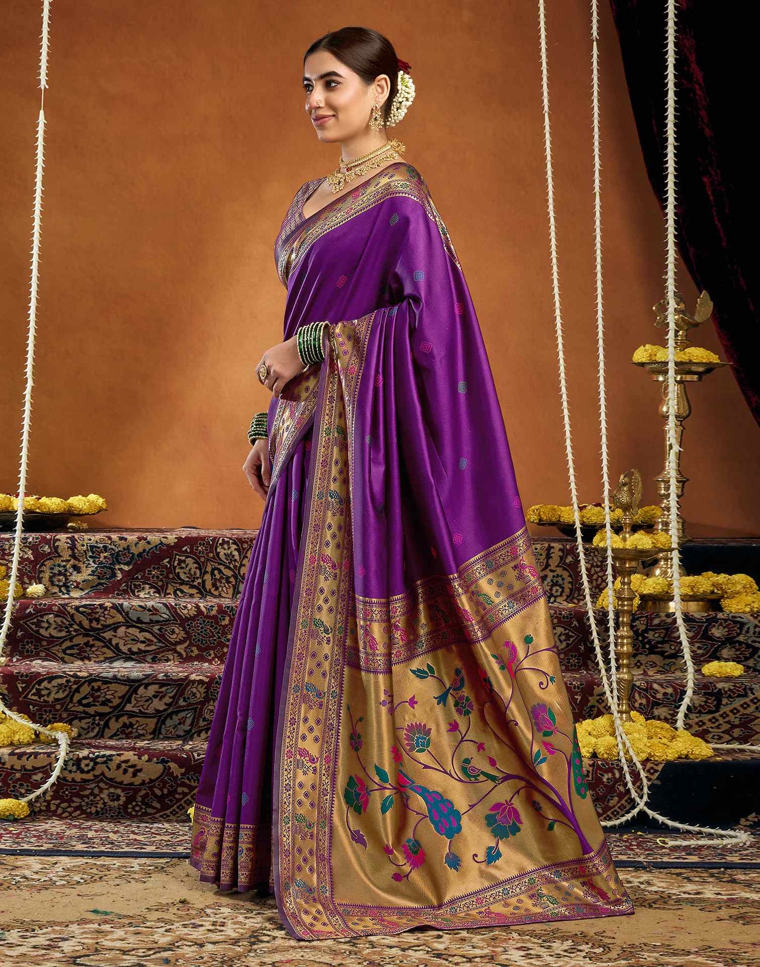Dark Purple Silk Woven Paithani Saree