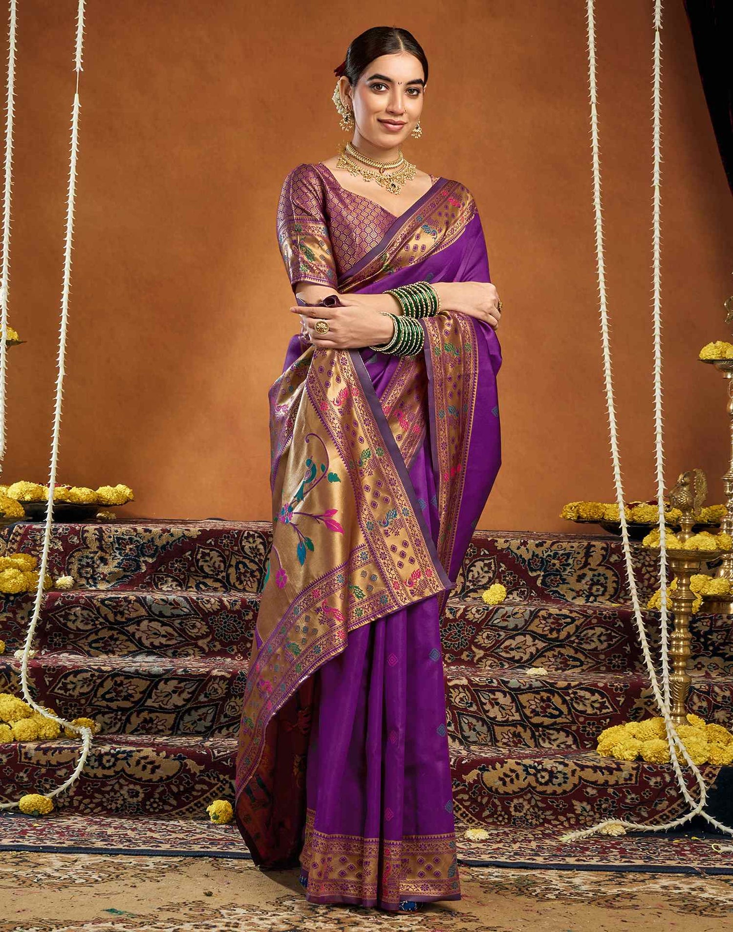 Dark Purple Silk Woven Paithani Saree