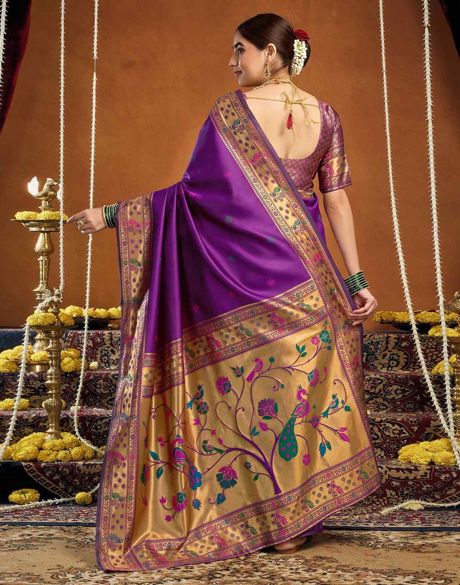 Dark Purple Silk Woven Paithani Saree