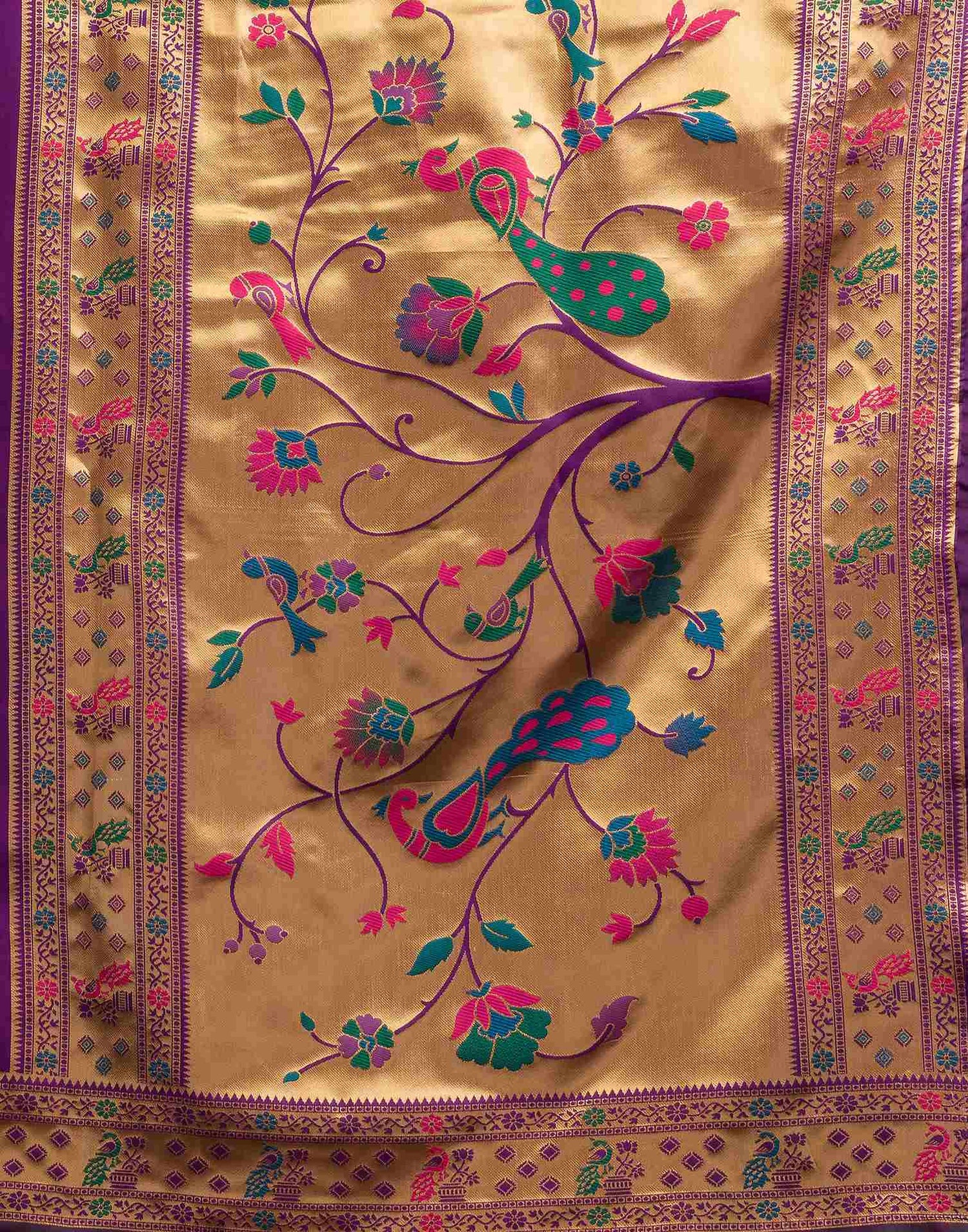 Dark Purple Silk Woven Paithani Saree