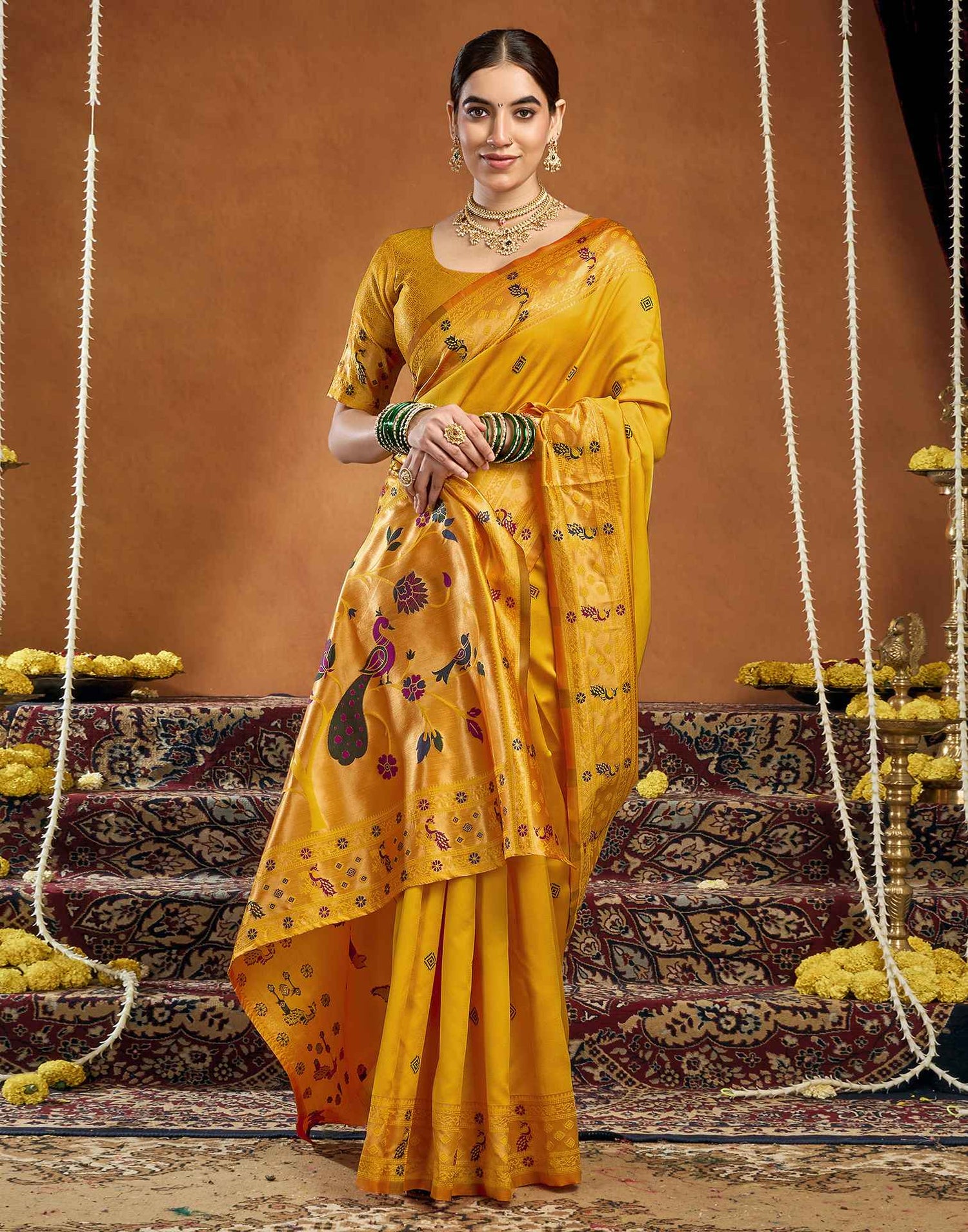 Yellow Silk Woven Paithani Saree
