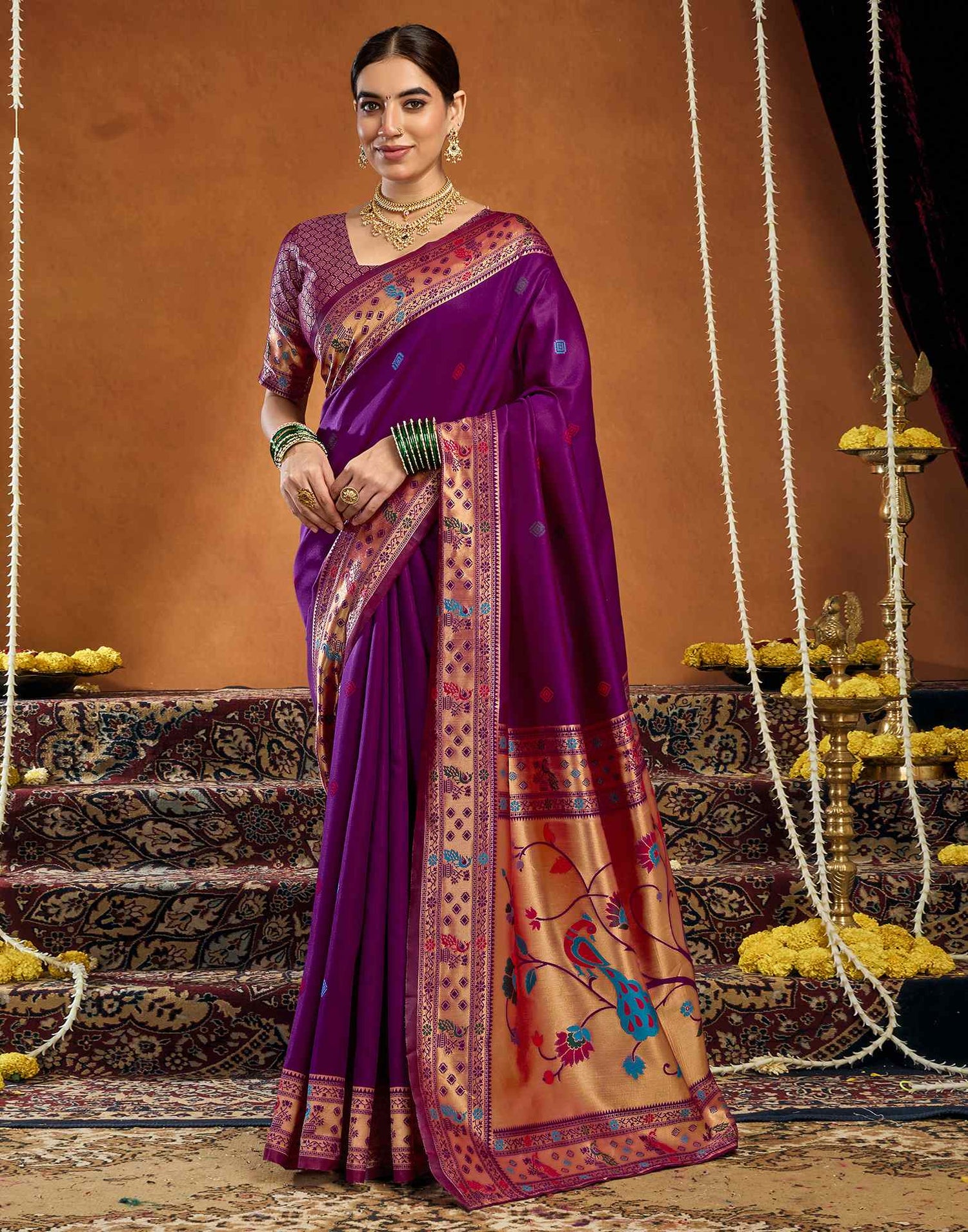 Purple Silk Woven Paithani Saree