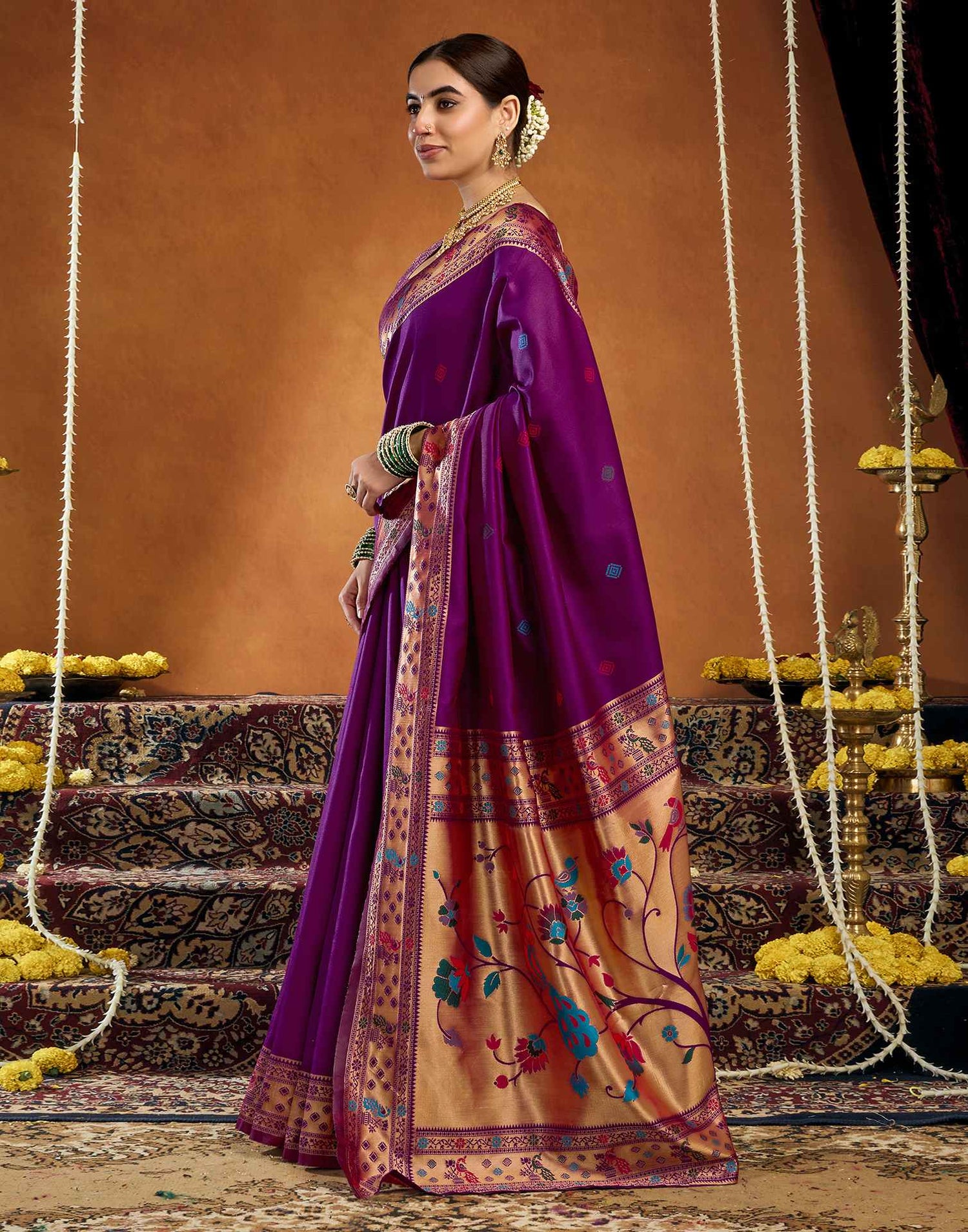 Purple Silk Woven Paithani Saree