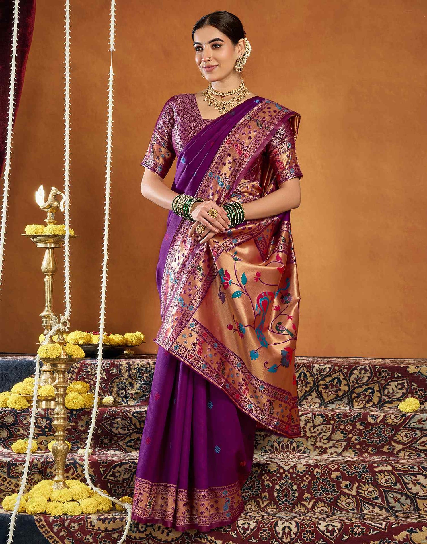 Purple Silk Woven Paithani Saree