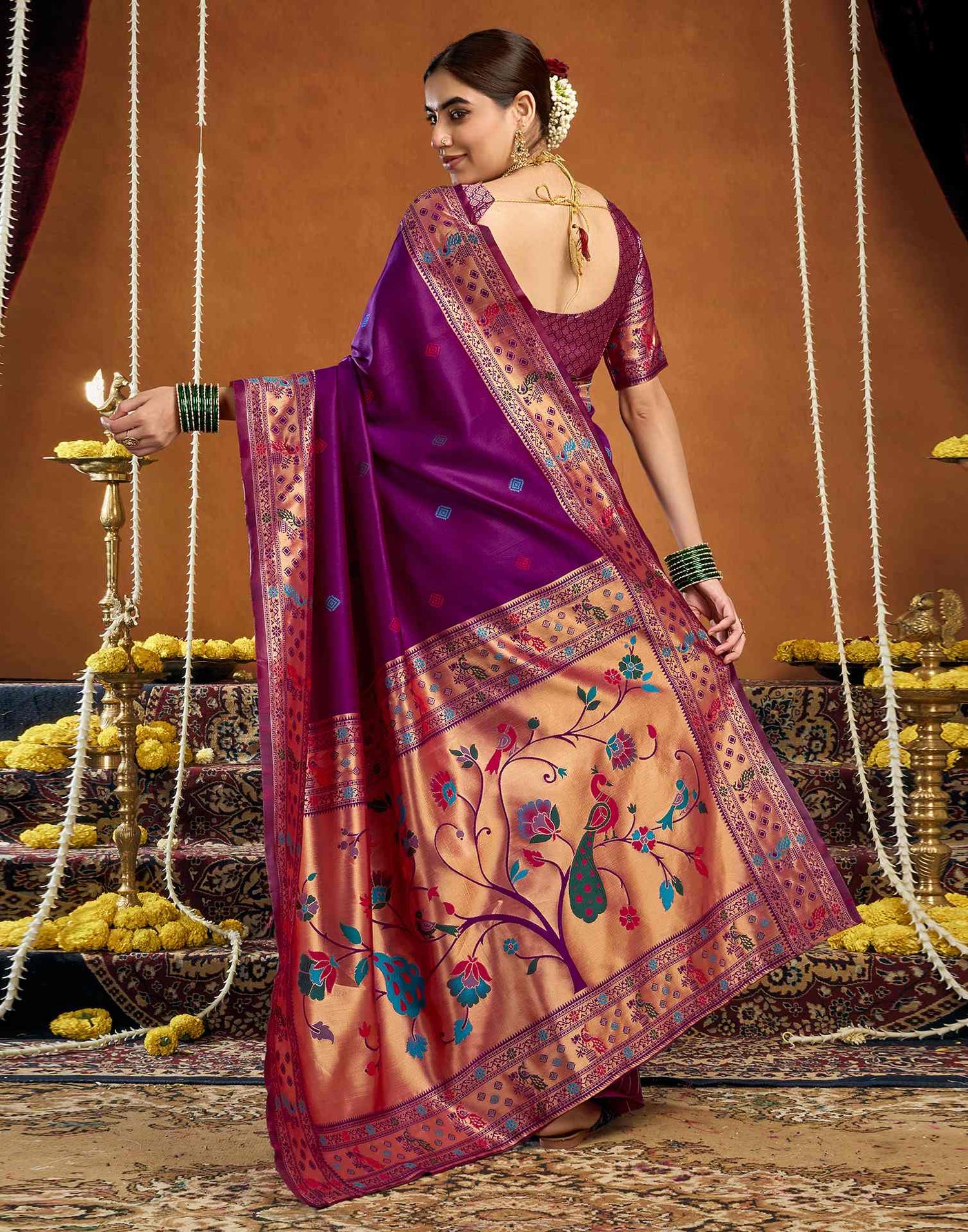 Purple Silk Woven Paithani Saree