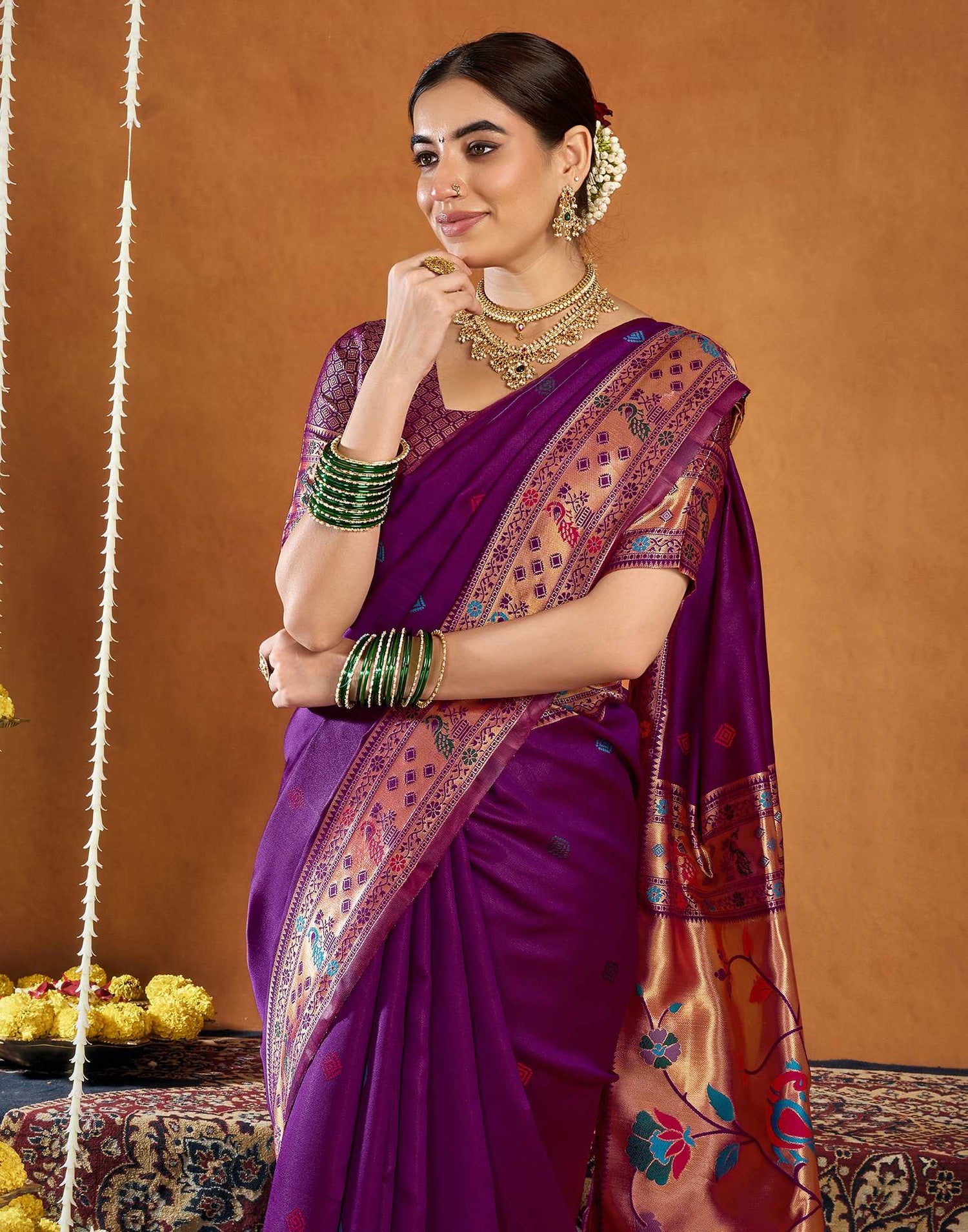 Purple Silk Woven Paithani Saree