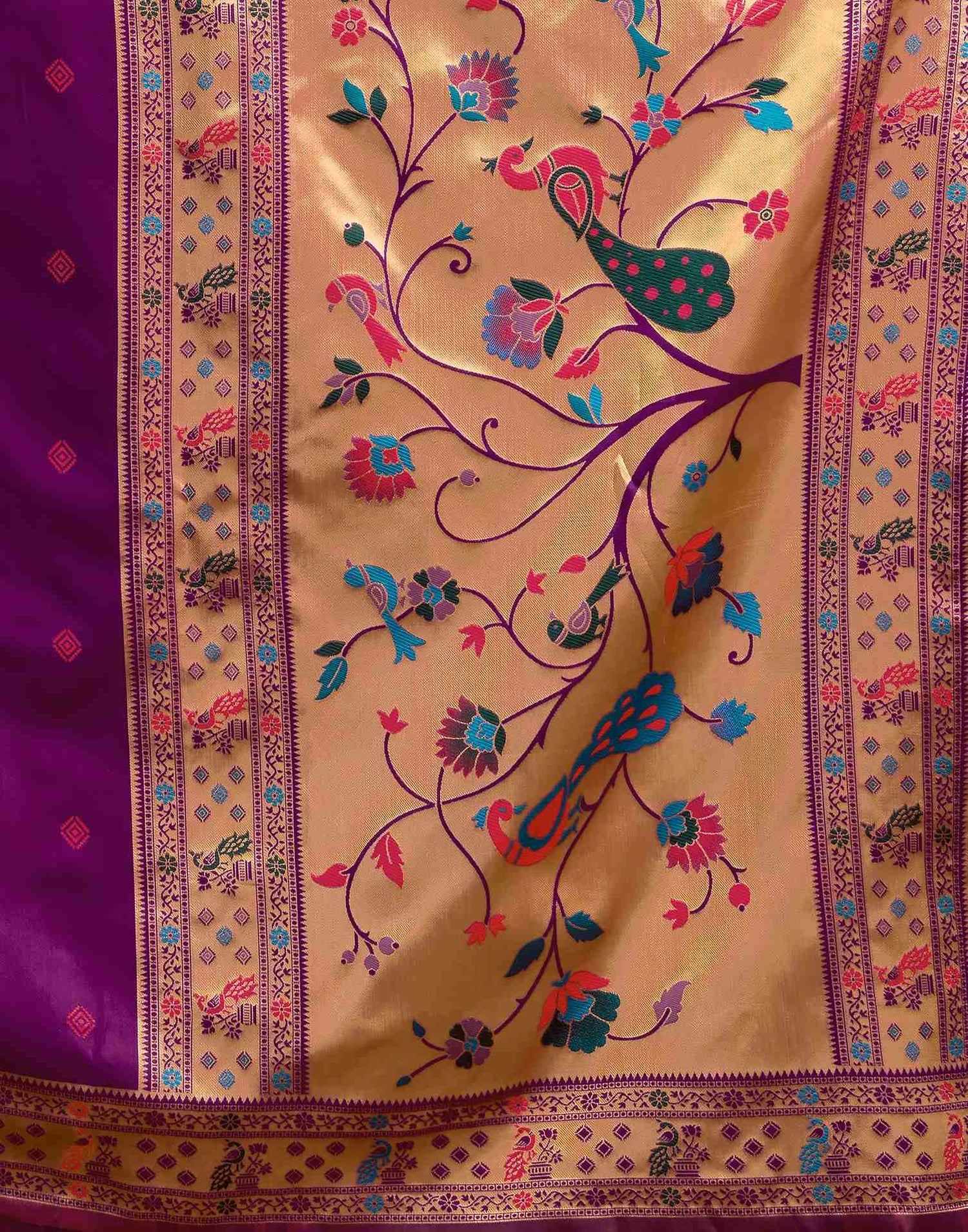 Purple Silk Woven Paithani Saree