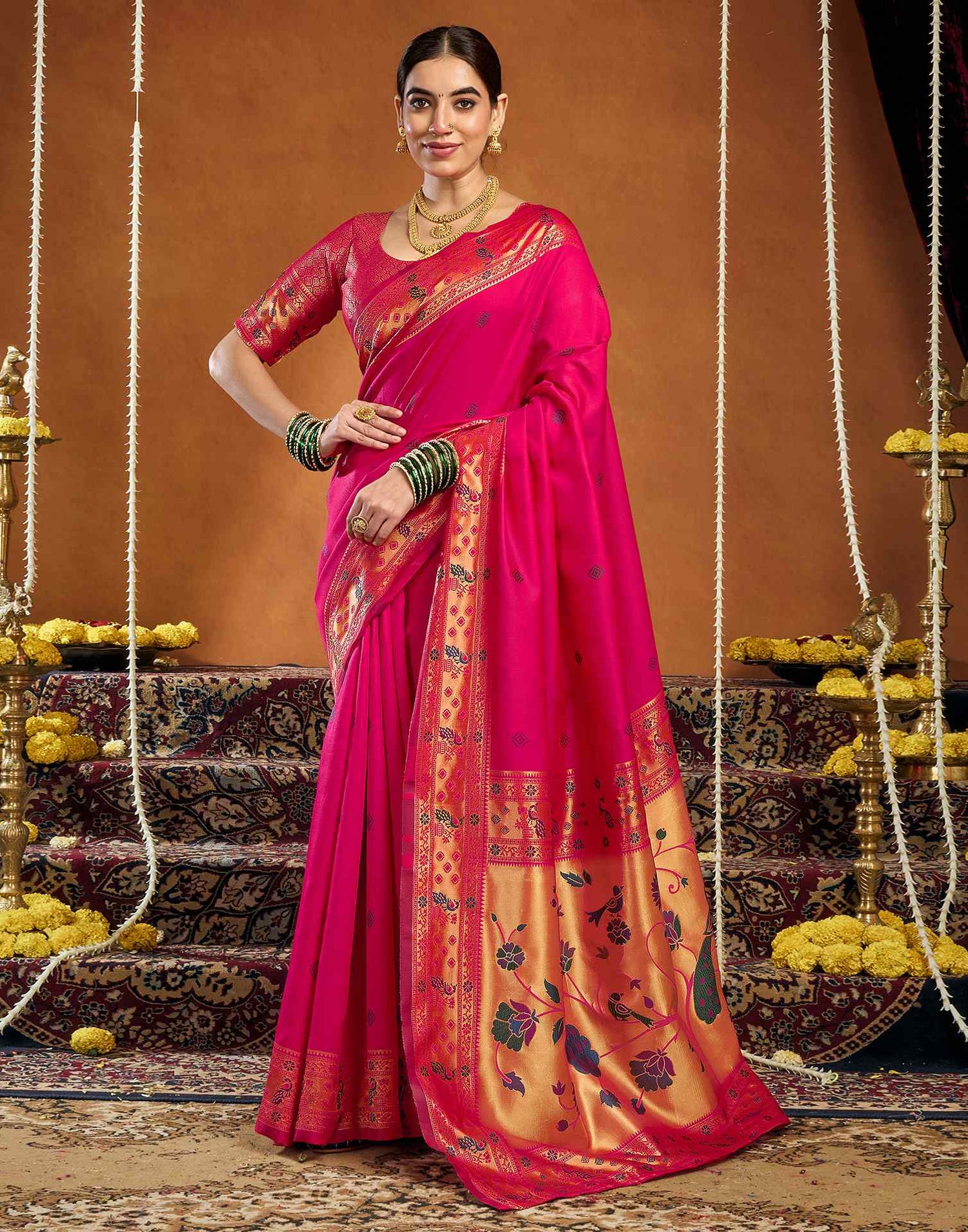 Pink Silk Woven Paithani Saree