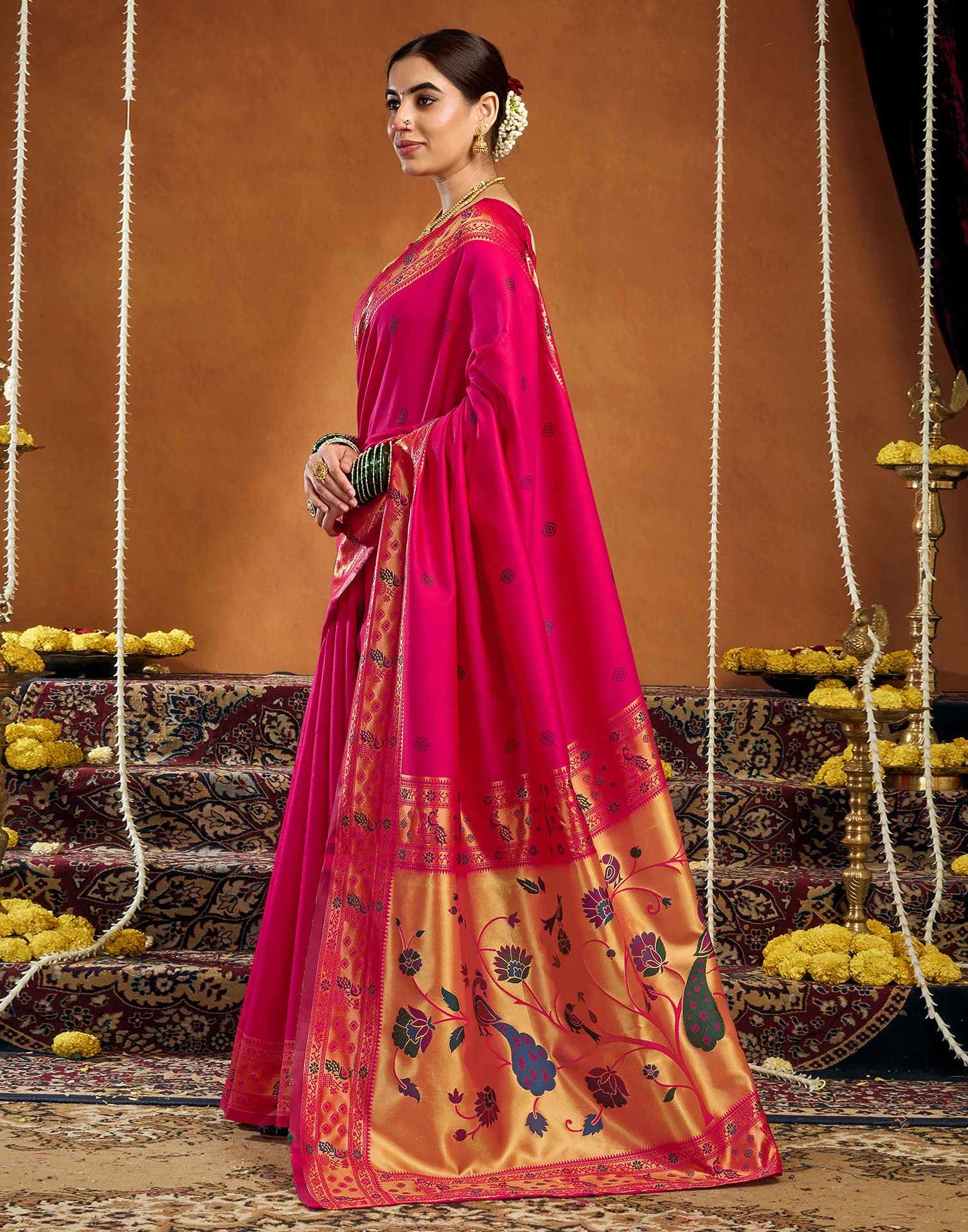Pink Silk Woven Paithani Saree
