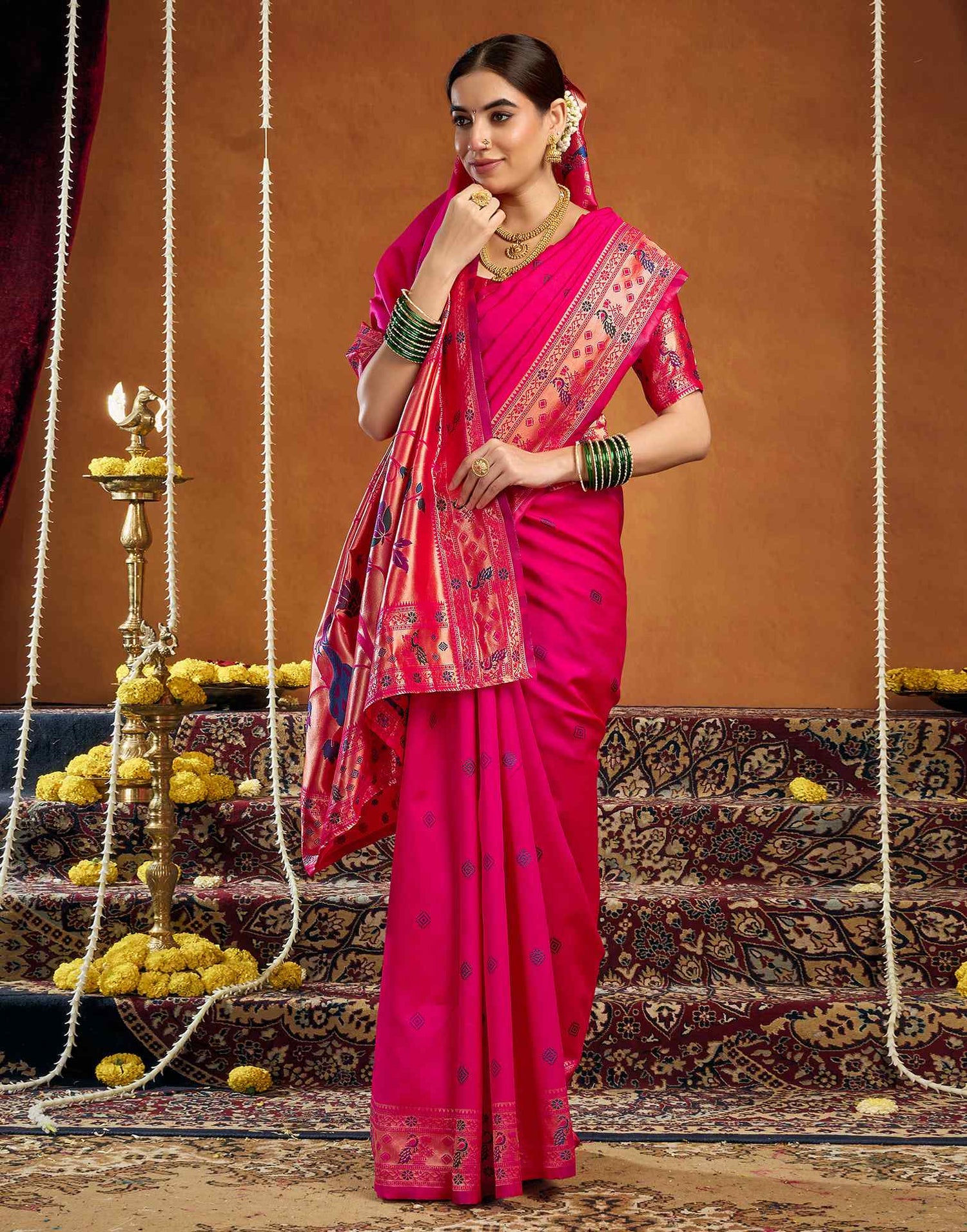 Pink Silk Woven Paithani Saree