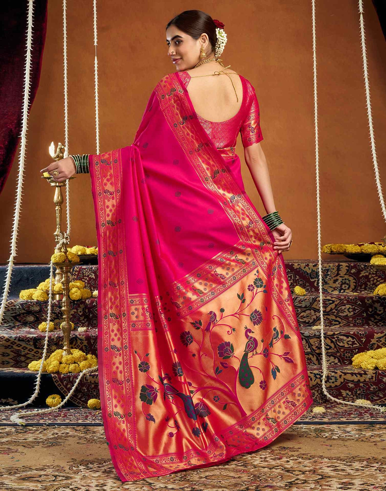 Pink Silk Woven Paithani Saree