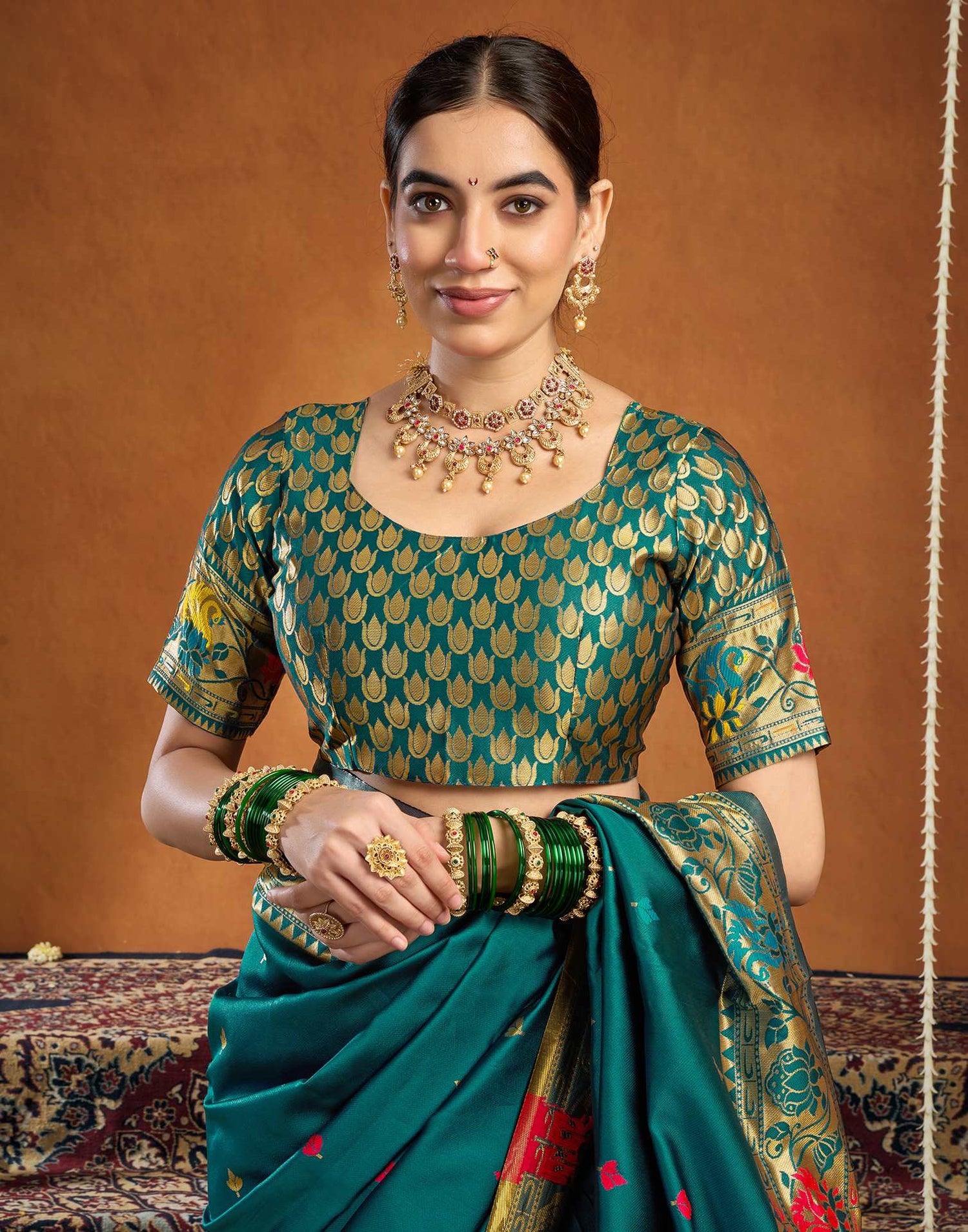 Rama Blue Silk Woven Paithani Saree