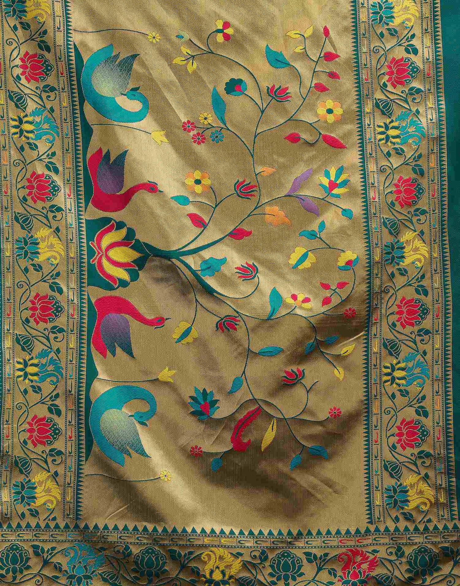 Rama Blue Silk Woven Paithani Saree