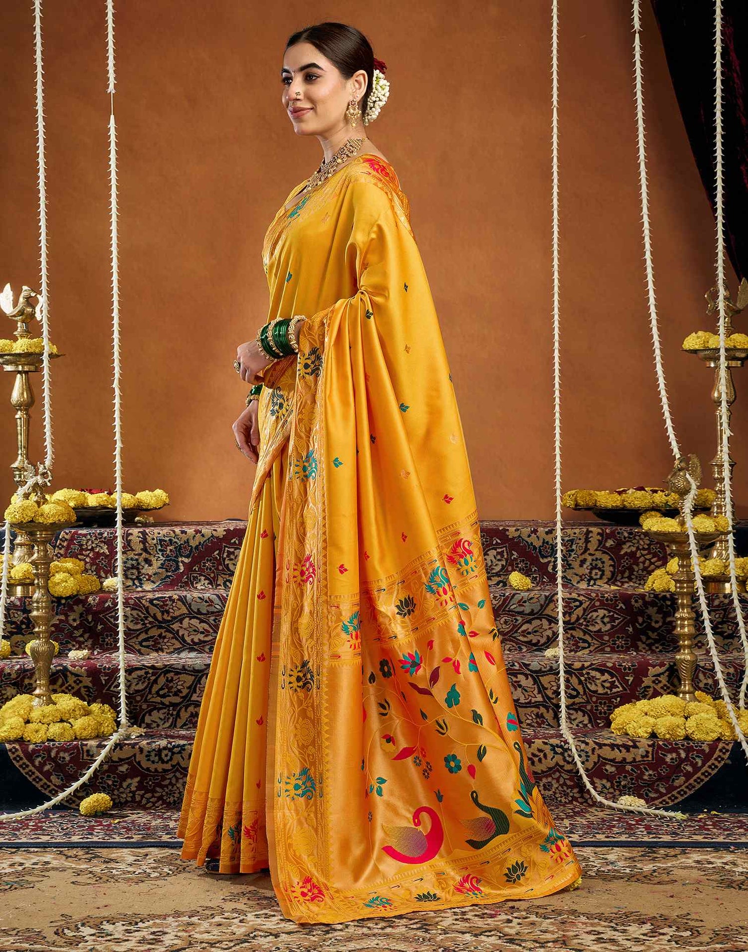 Yellow Silk Woven Paithani Saree