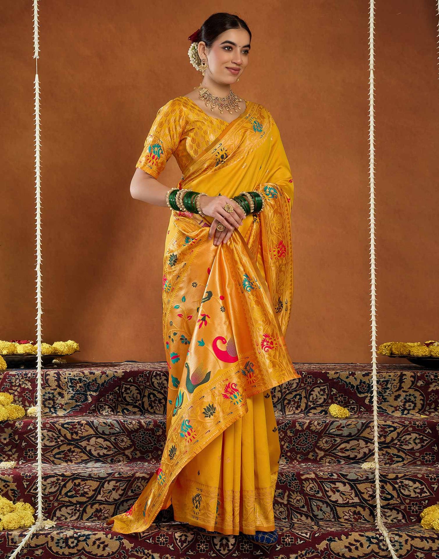 Yellow Silk Woven Paithani Saree