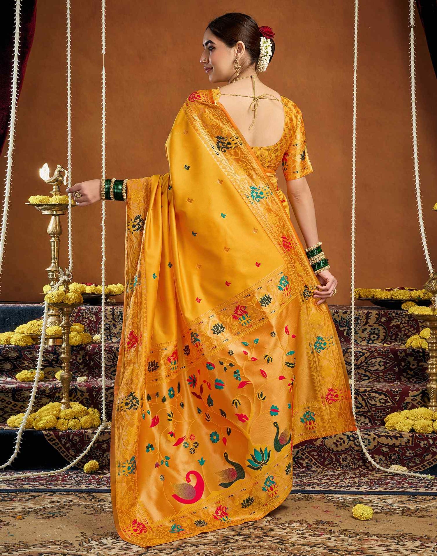 Yellow Silk Woven Paithani Saree