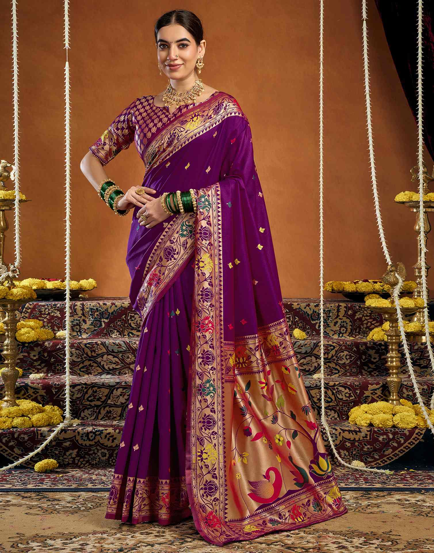 Purple Silk Woven Paithani Saree