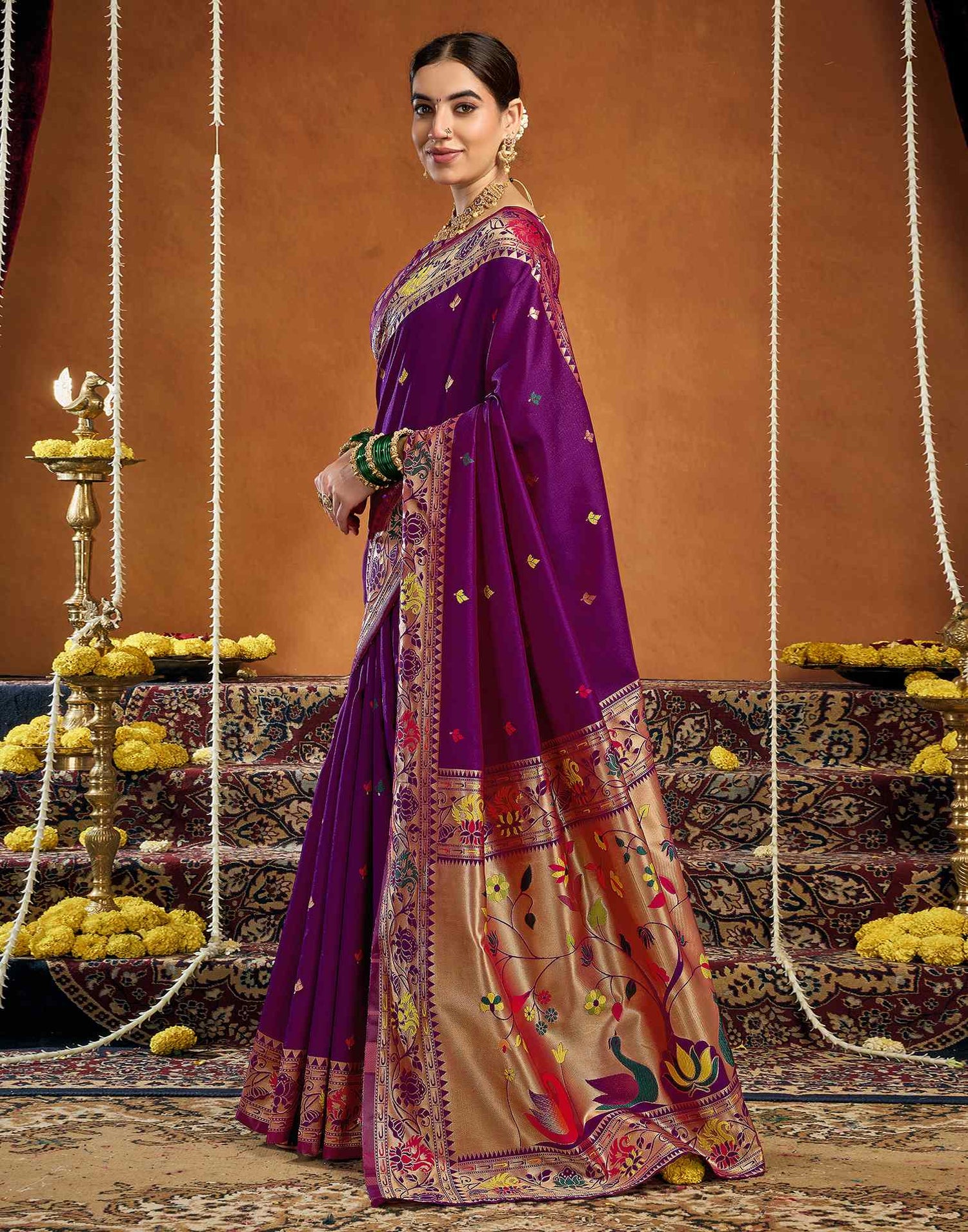 Purple Silk Woven Paithani Saree