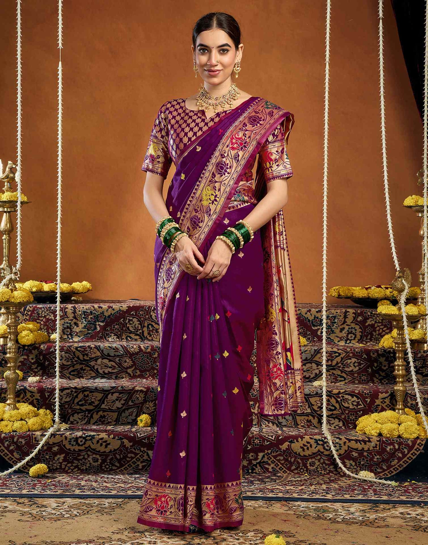 Purple Silk Woven Paithani Saree