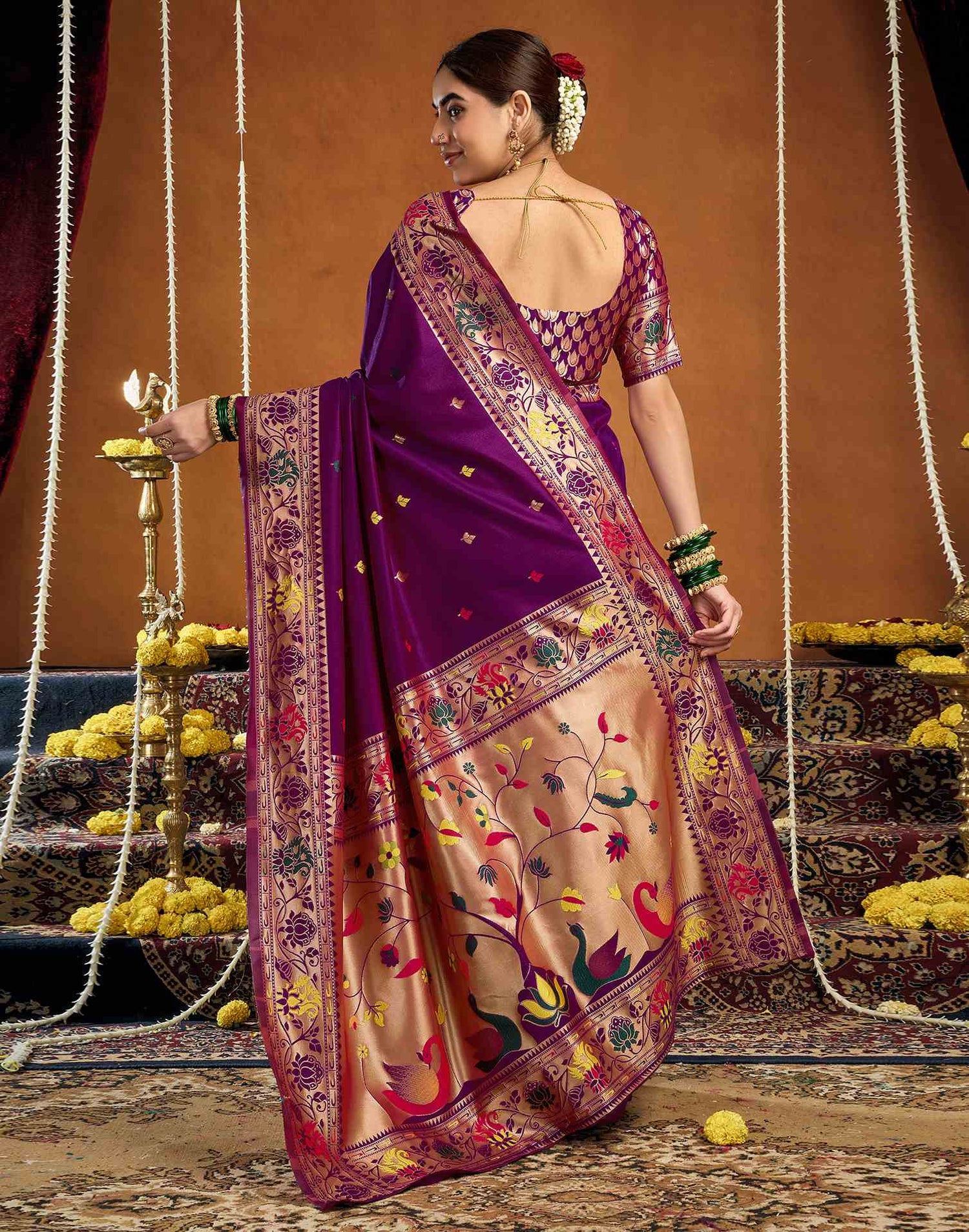 Purple Silk Woven Paithani Saree